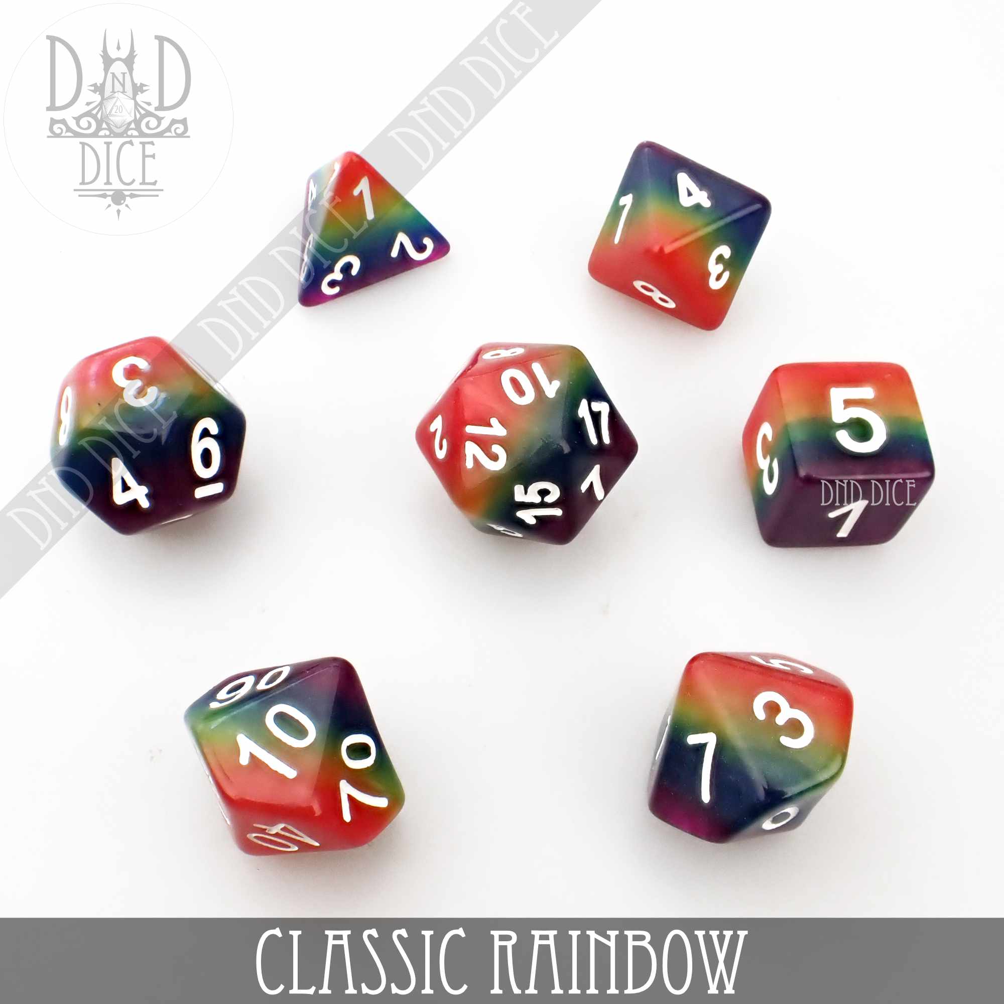 Classic Rainbow Dice Set - Bards & Cards