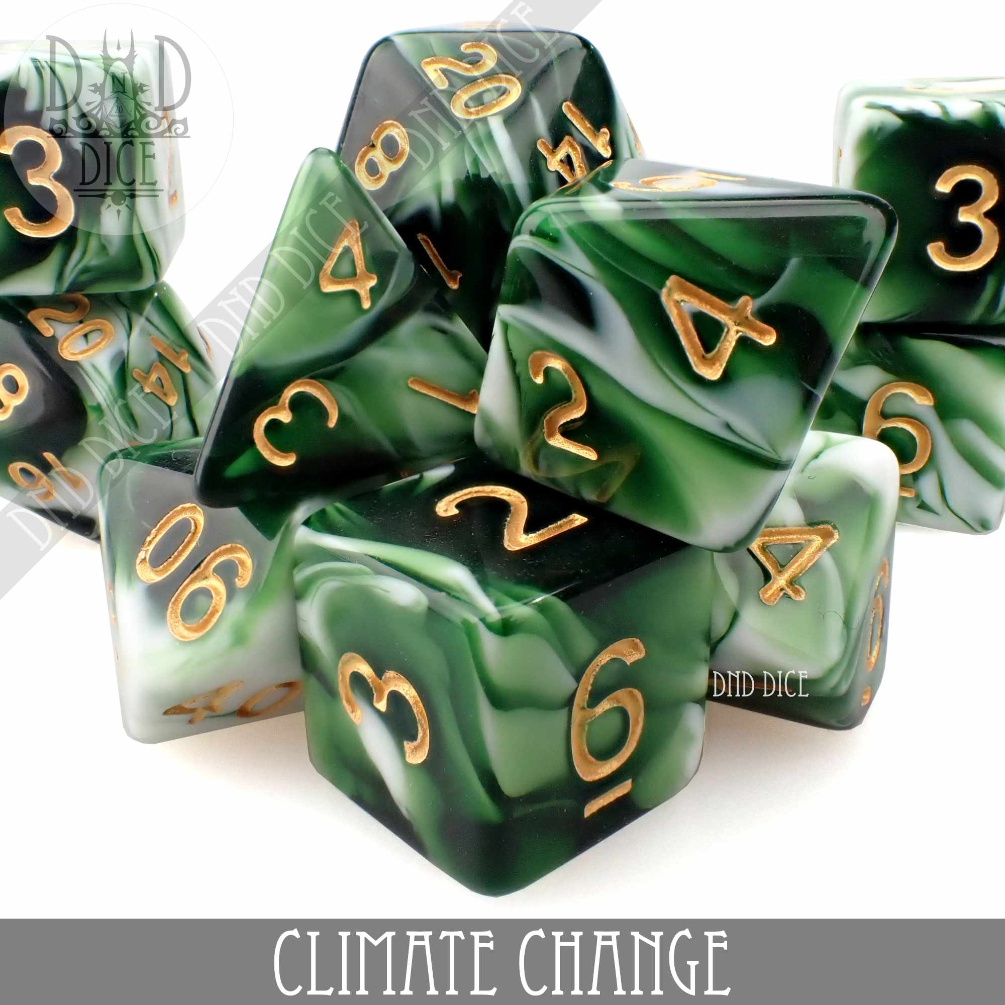 Climate Change 7 or 11 Dice Set - Bards & Cards