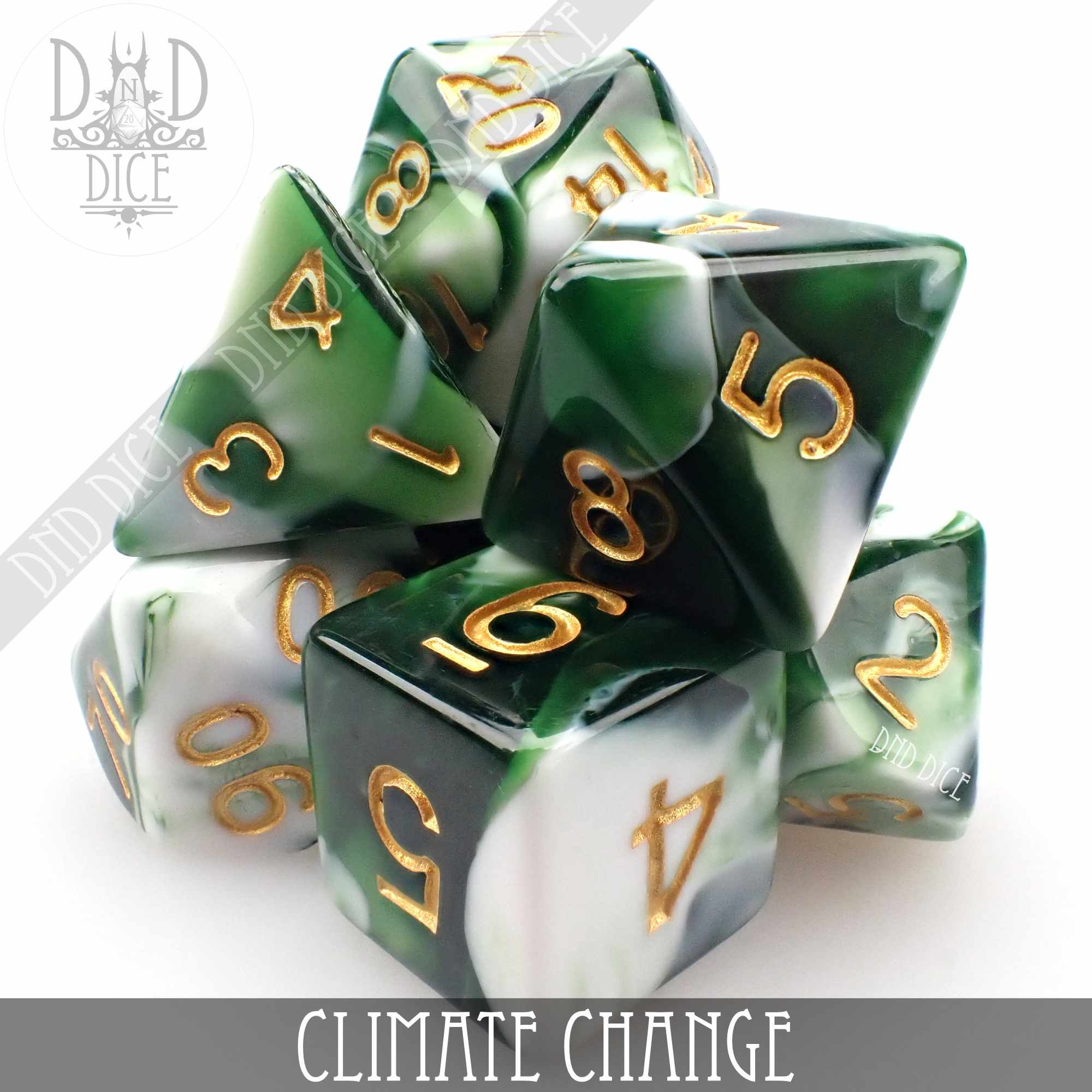 Climate Change 7 or 11 Dice Set - Bards & Cards