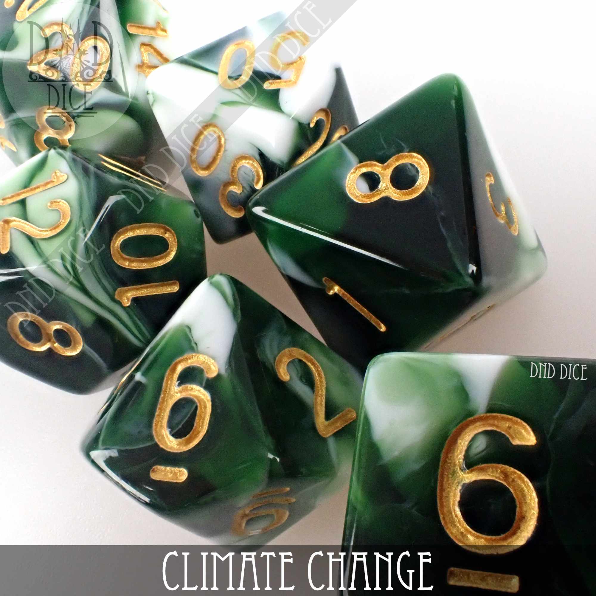 Climate Change 7 or 11 Dice Set - Bards & Cards