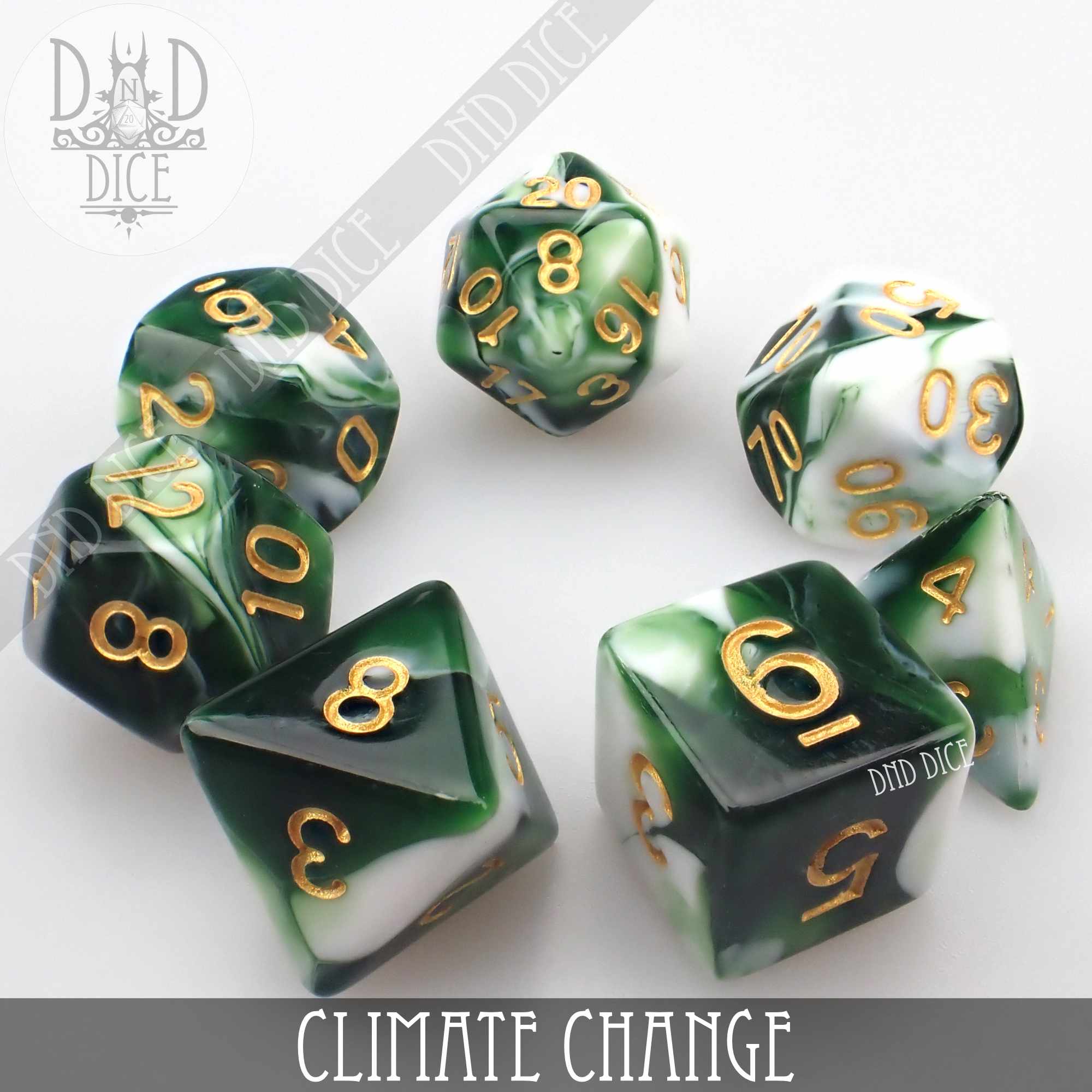 Climate Change 7 or 11 Dice Set - Bards & Cards