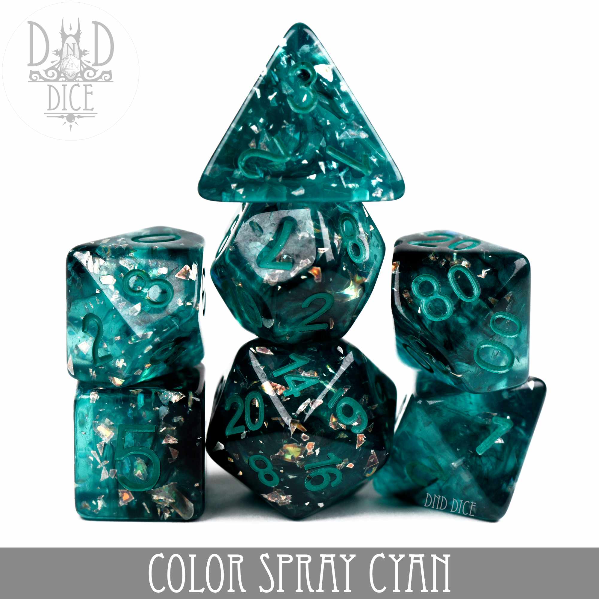 Color Spray Cyan Dice Set - Bards & Cards