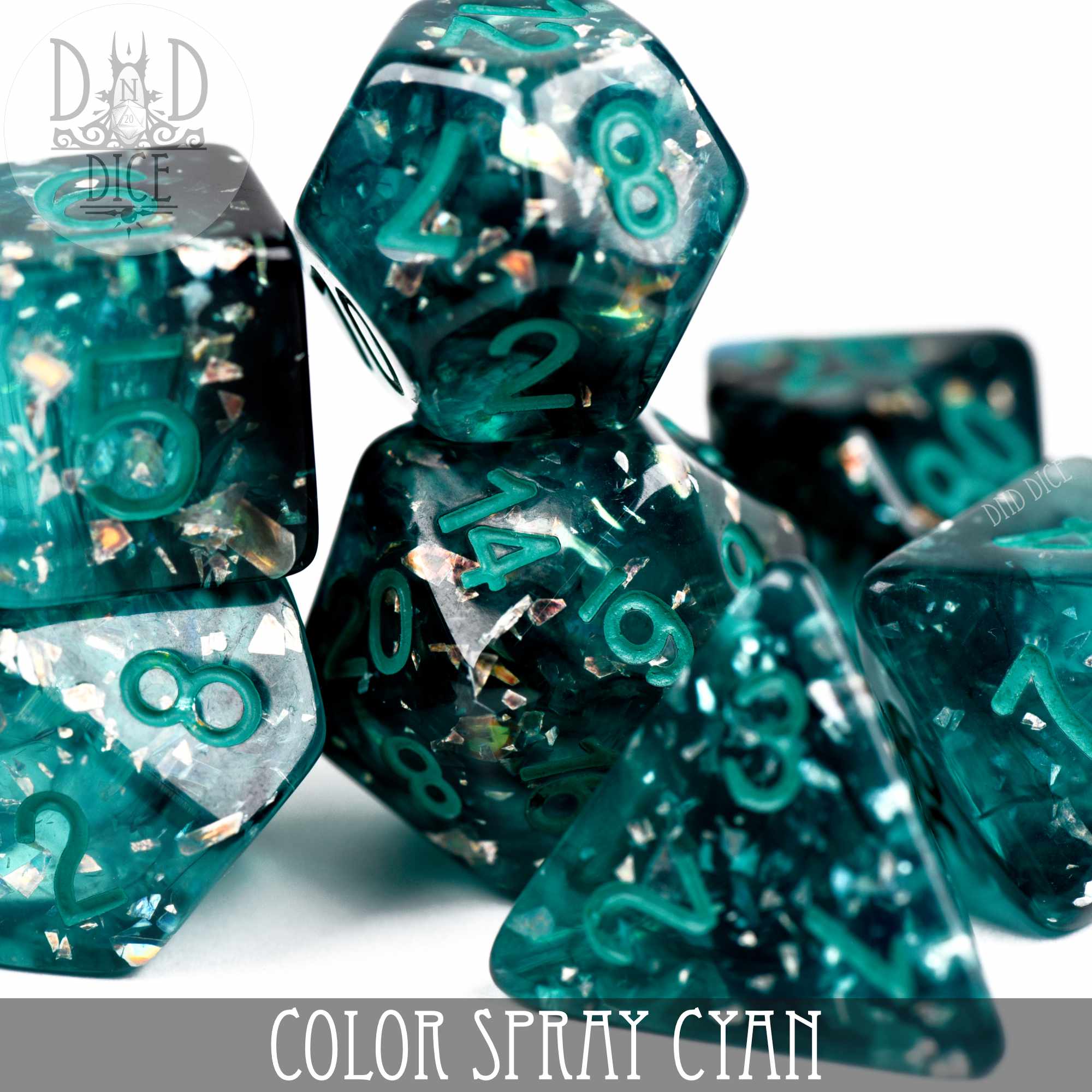 Color Spray Cyan Dice Set - Bards & Cards