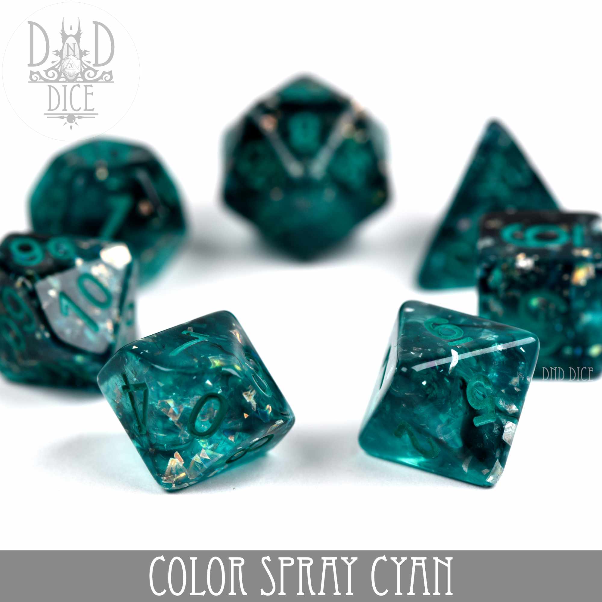 Color Spray Cyan Dice Set - Bards & Cards