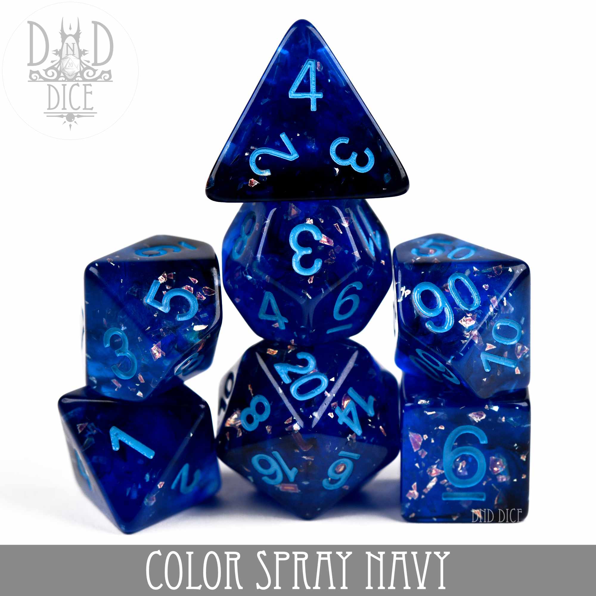 Color Spray Navy Dice Set - Bards & Cards