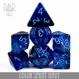 Color Spray Navy Dice Set - Bards & Cards