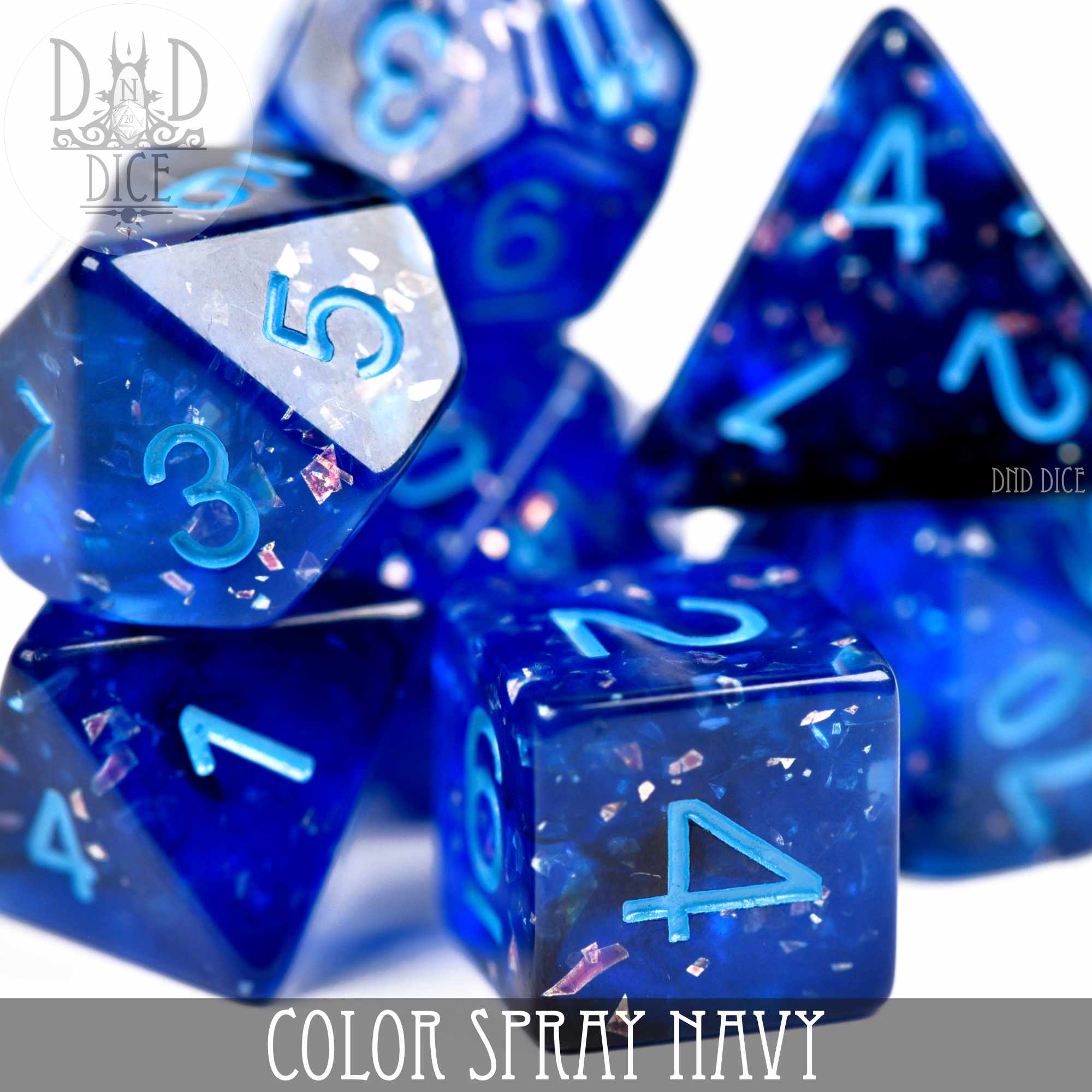 Color Spray Navy Dice Set - Bards & Cards