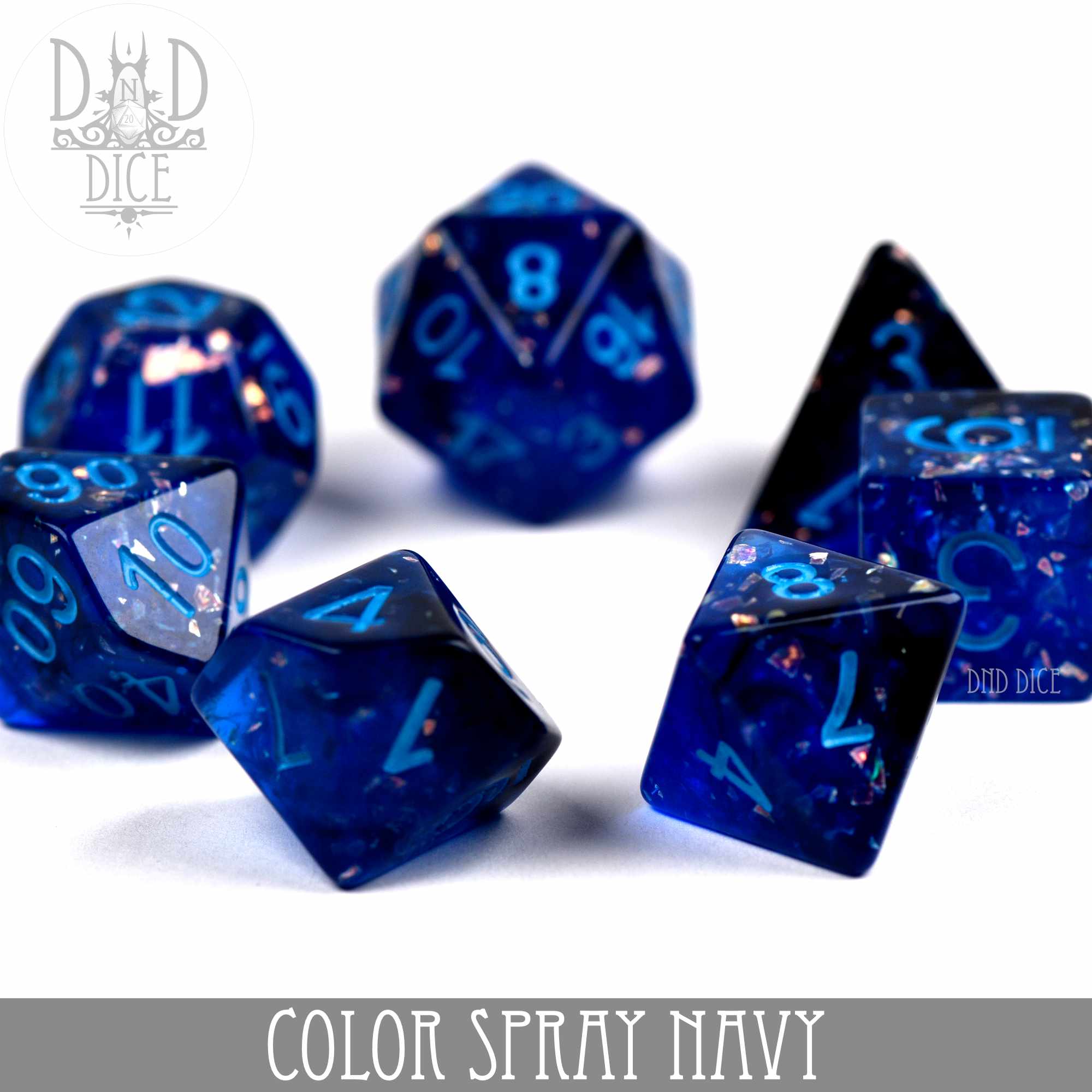 Color Spray Navy Dice Set - Bards & Cards