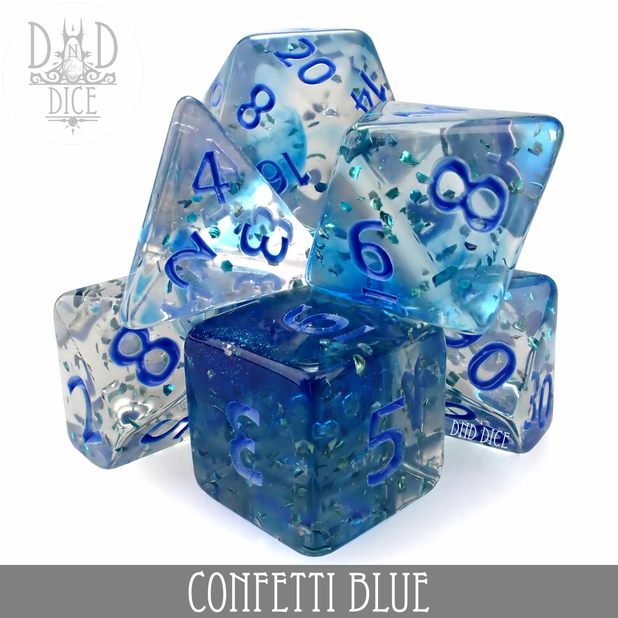 Confetti Blue Dice Set - Bards & Cards