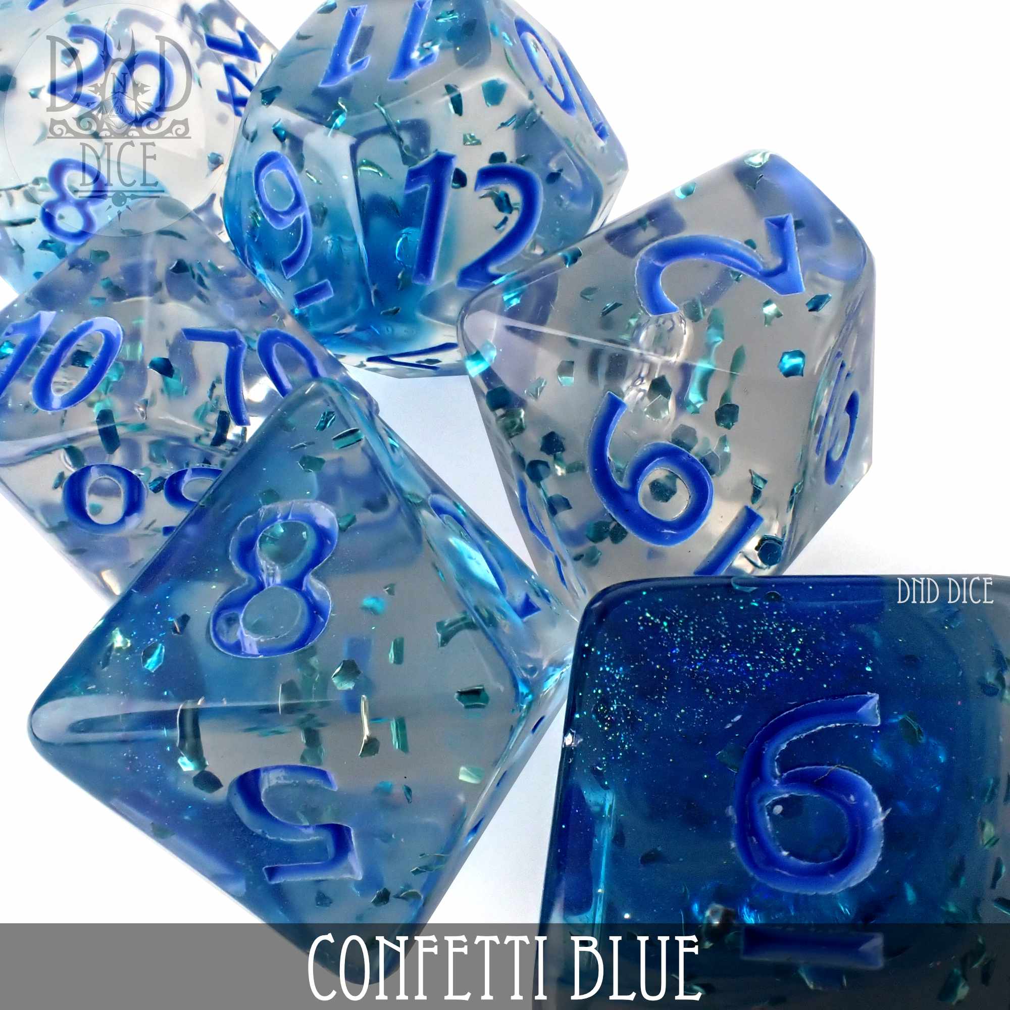 Confetti Blue Dice Set - Bards & Cards