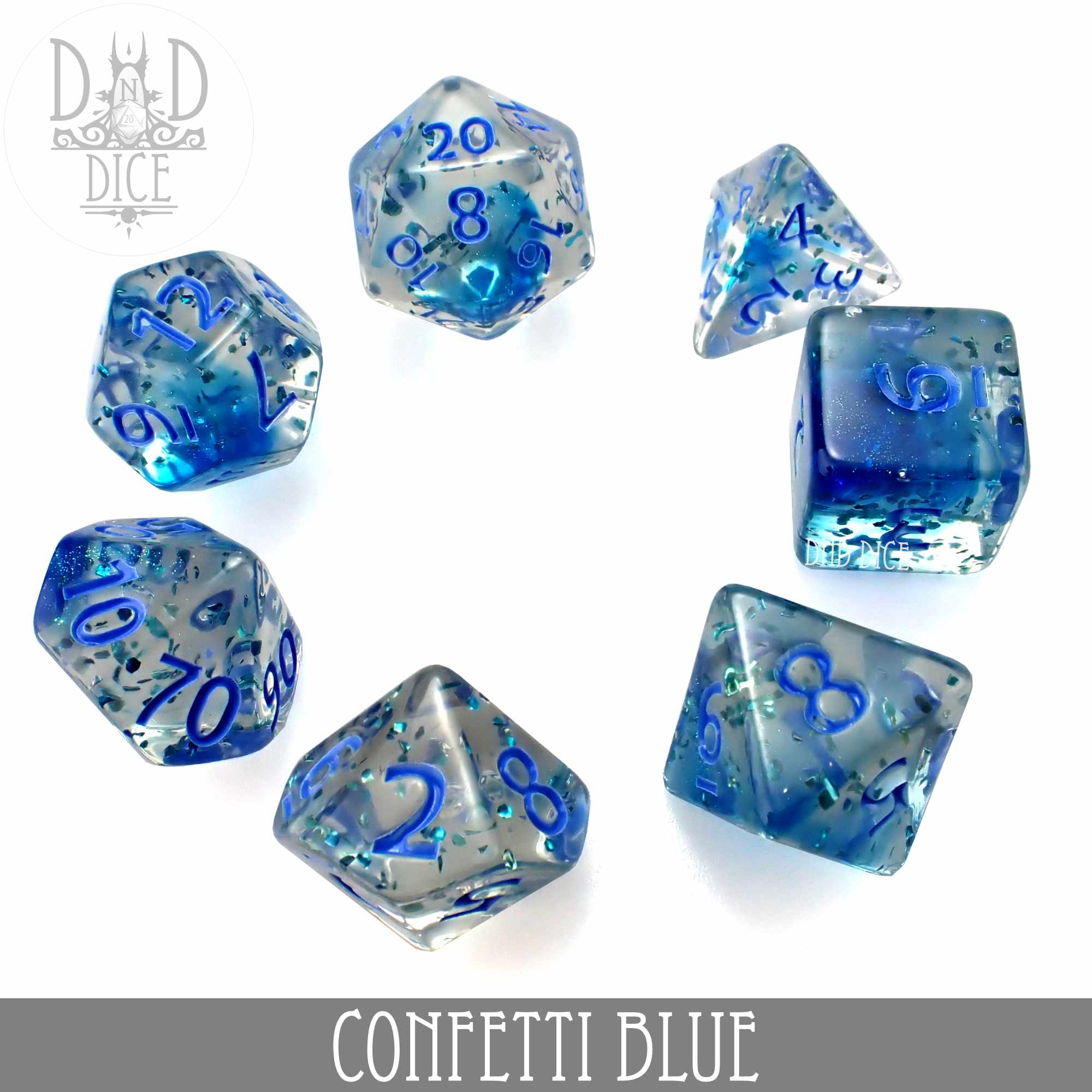 Confetti Blue Dice Set - Bards & Cards