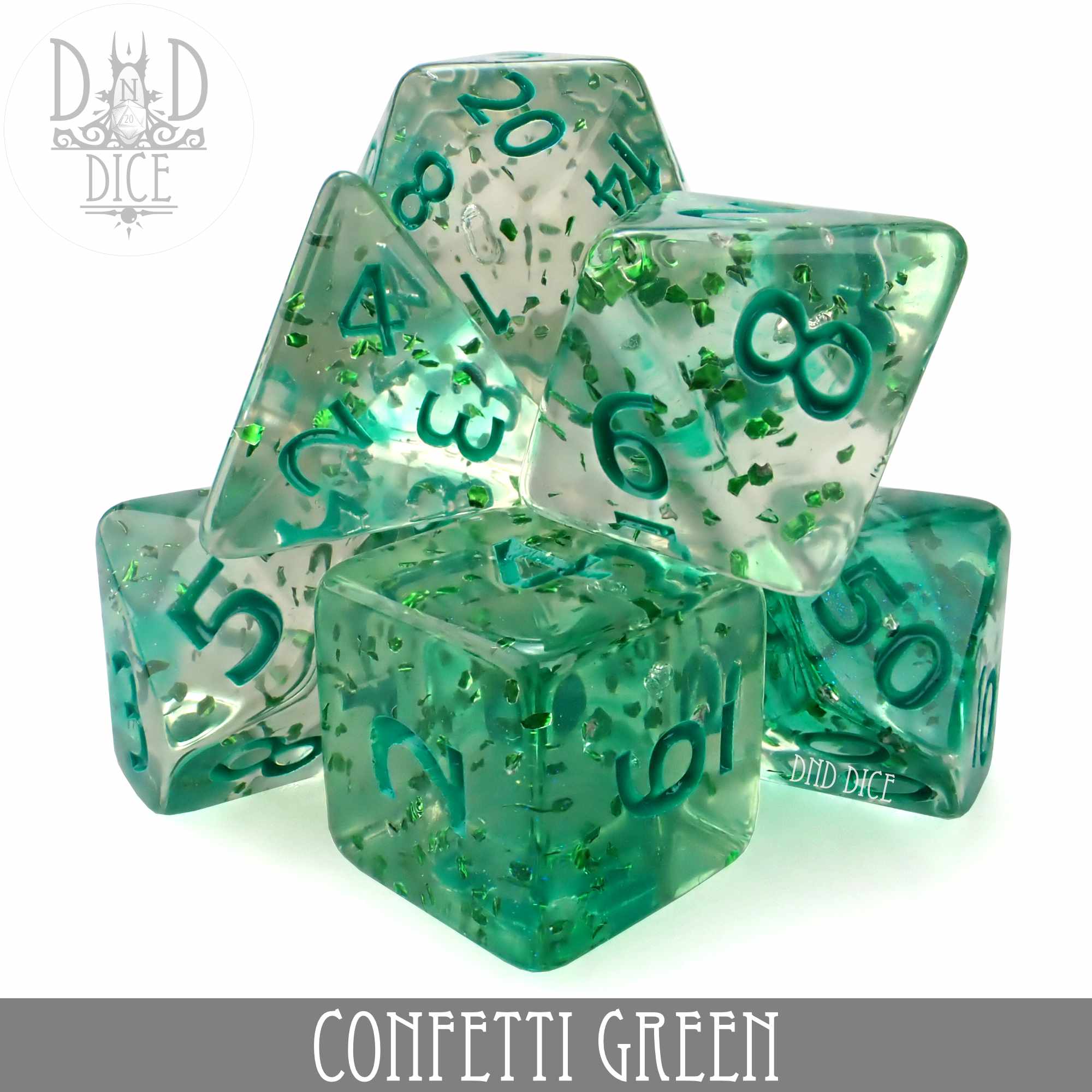 Confetti Green Dice Set - Bards & Cards