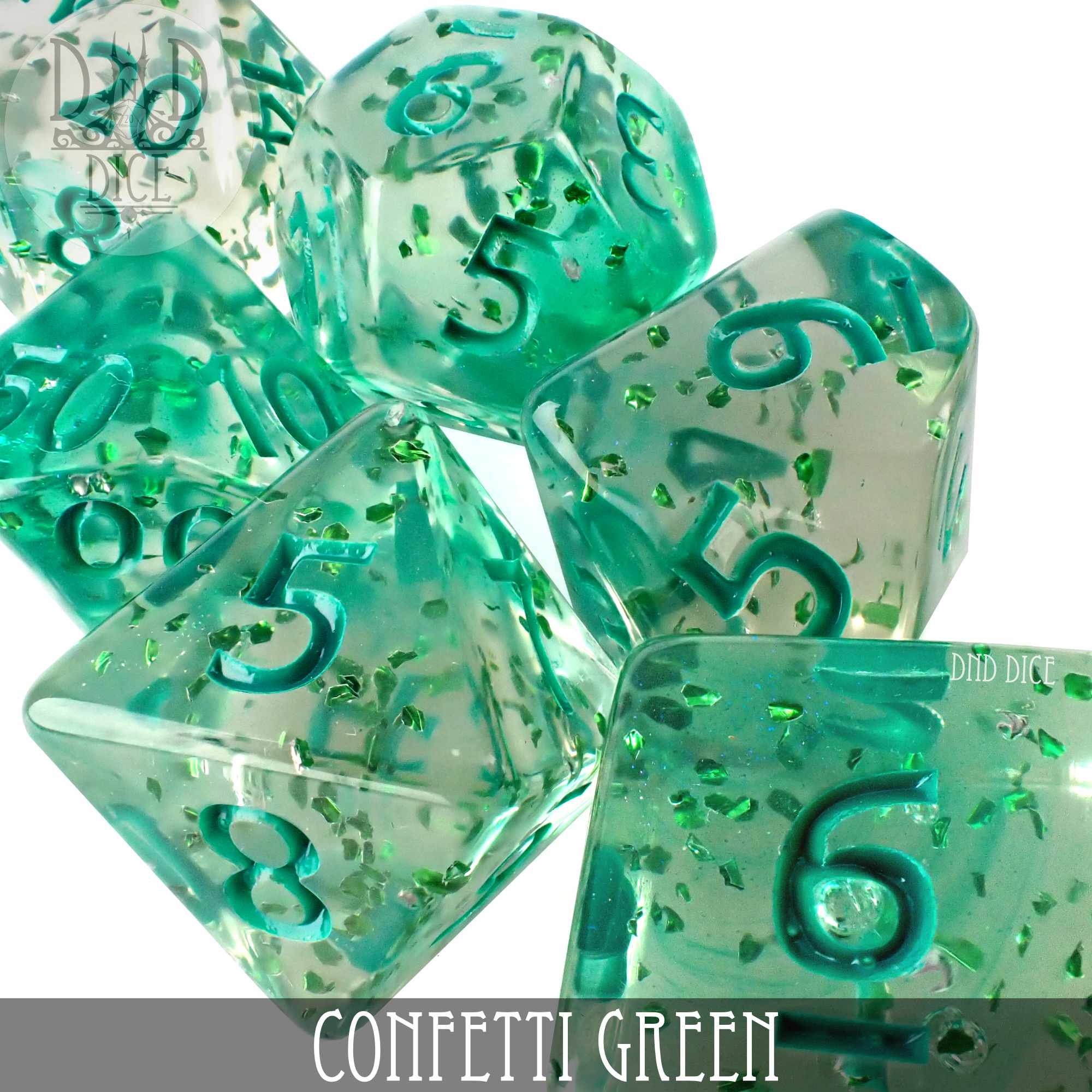 Confetti Green Dice Set - Bards & Cards