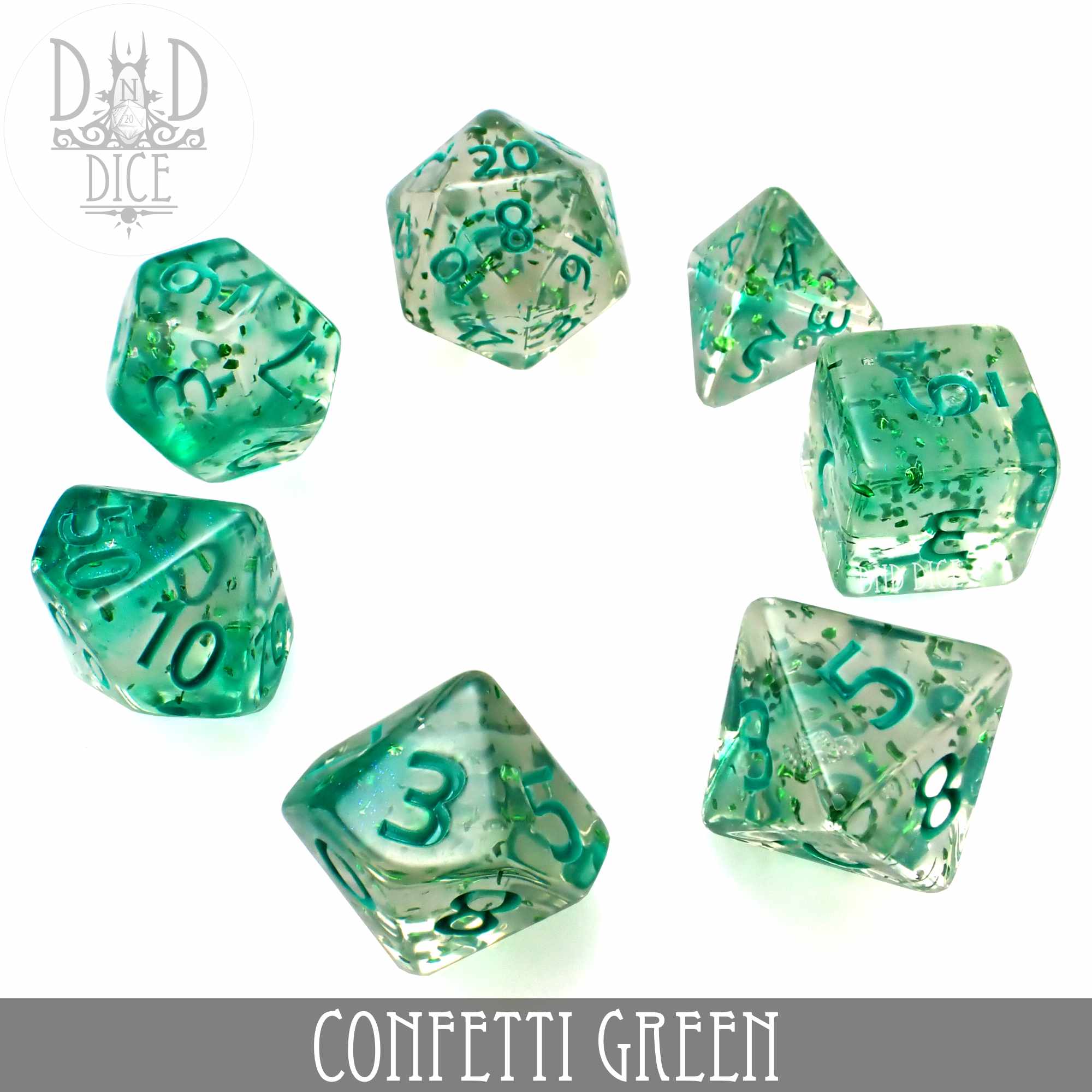 Confetti Green Dice Set - Bards & Cards