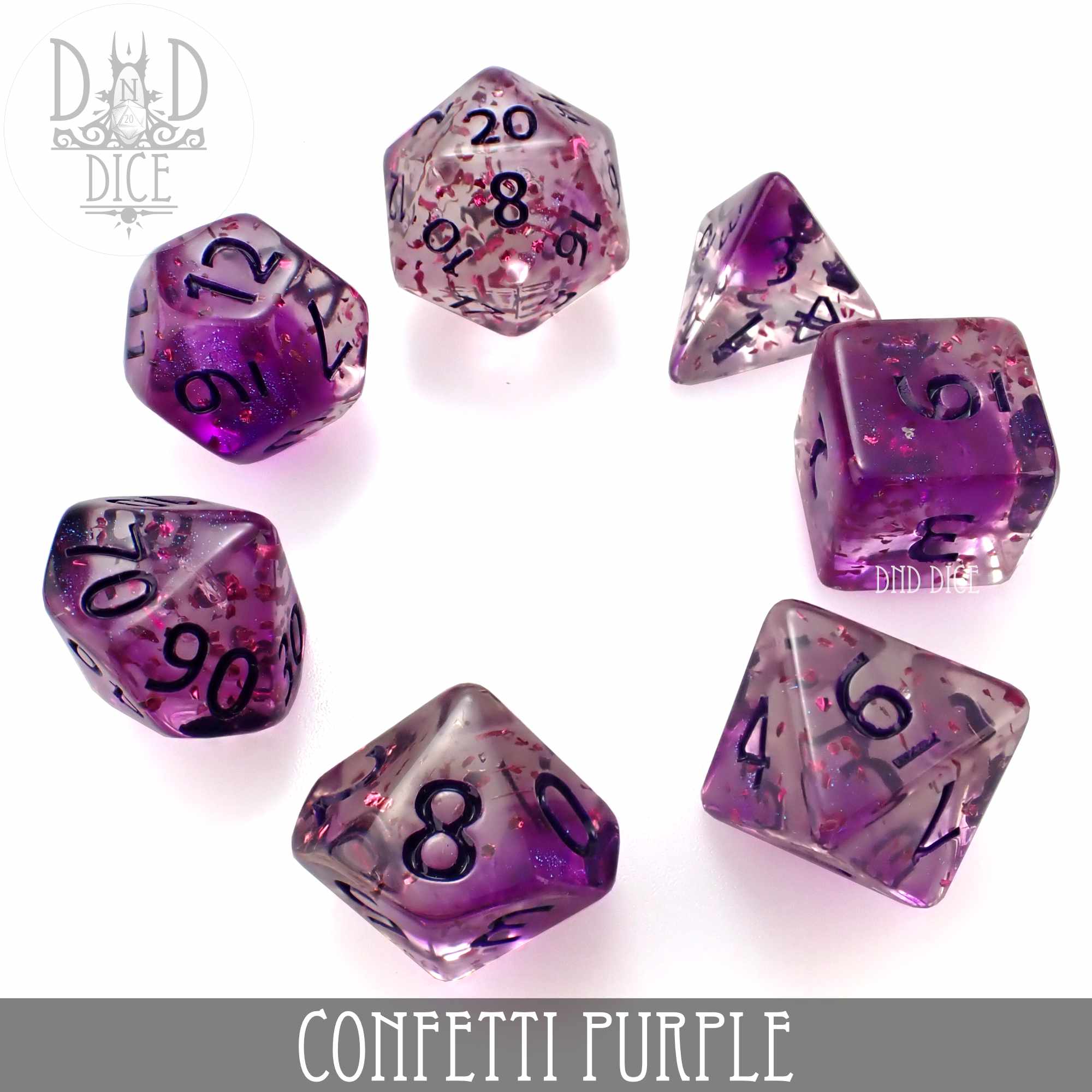 Confetti Purple Dice Set - Bards & Cards