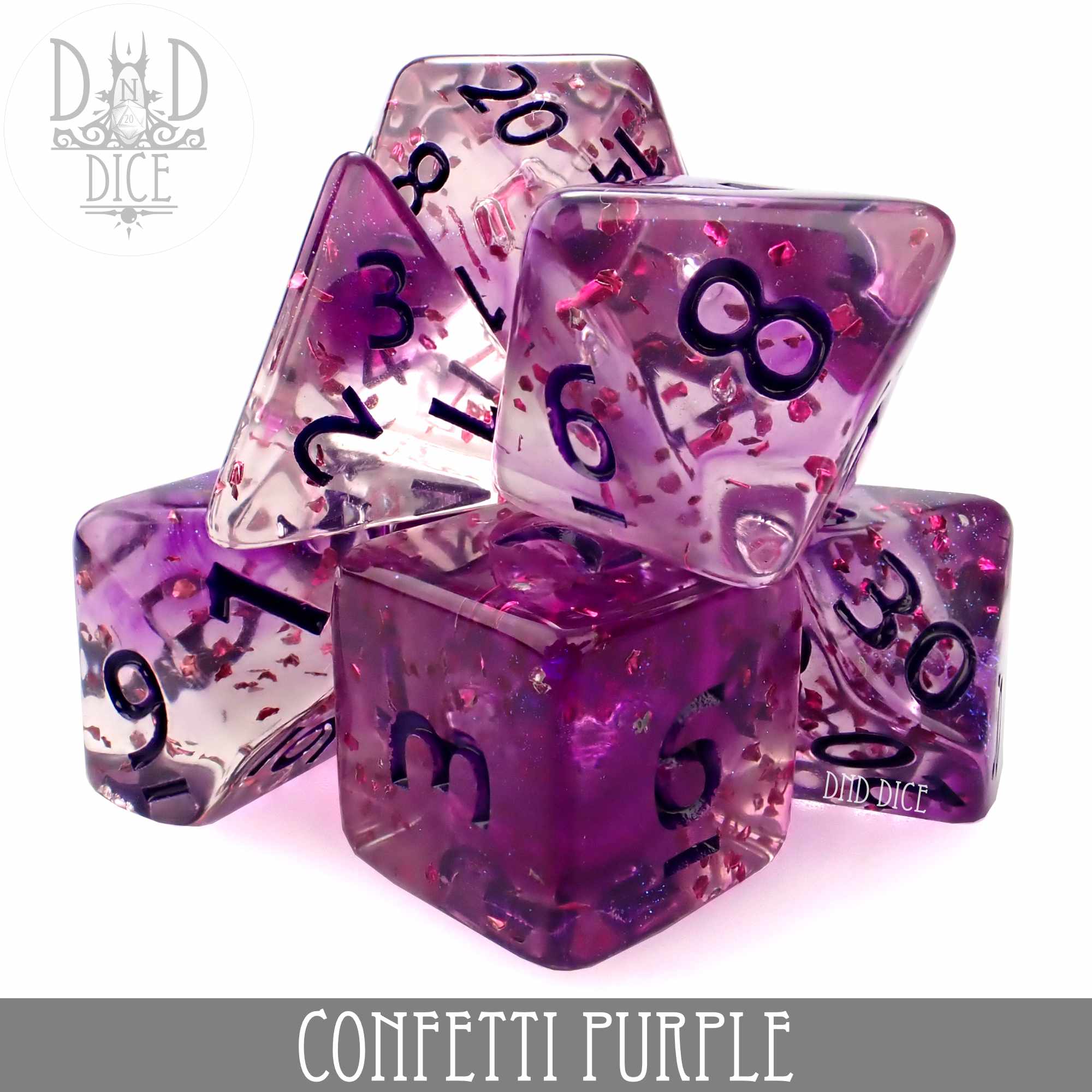 Confetti Purple Dice Set - Bards & Cards