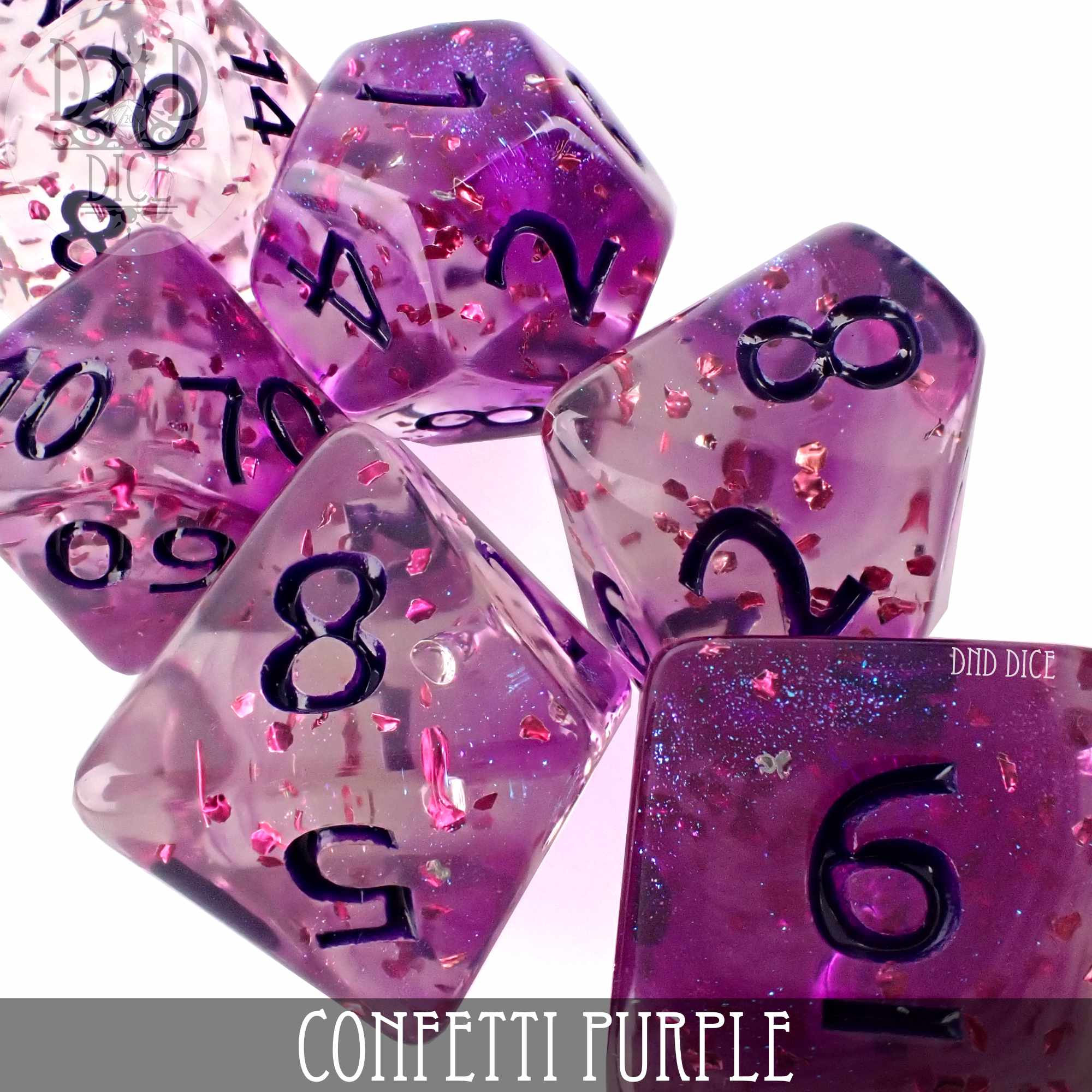 Confetti Purple Dice Set - Bards & Cards