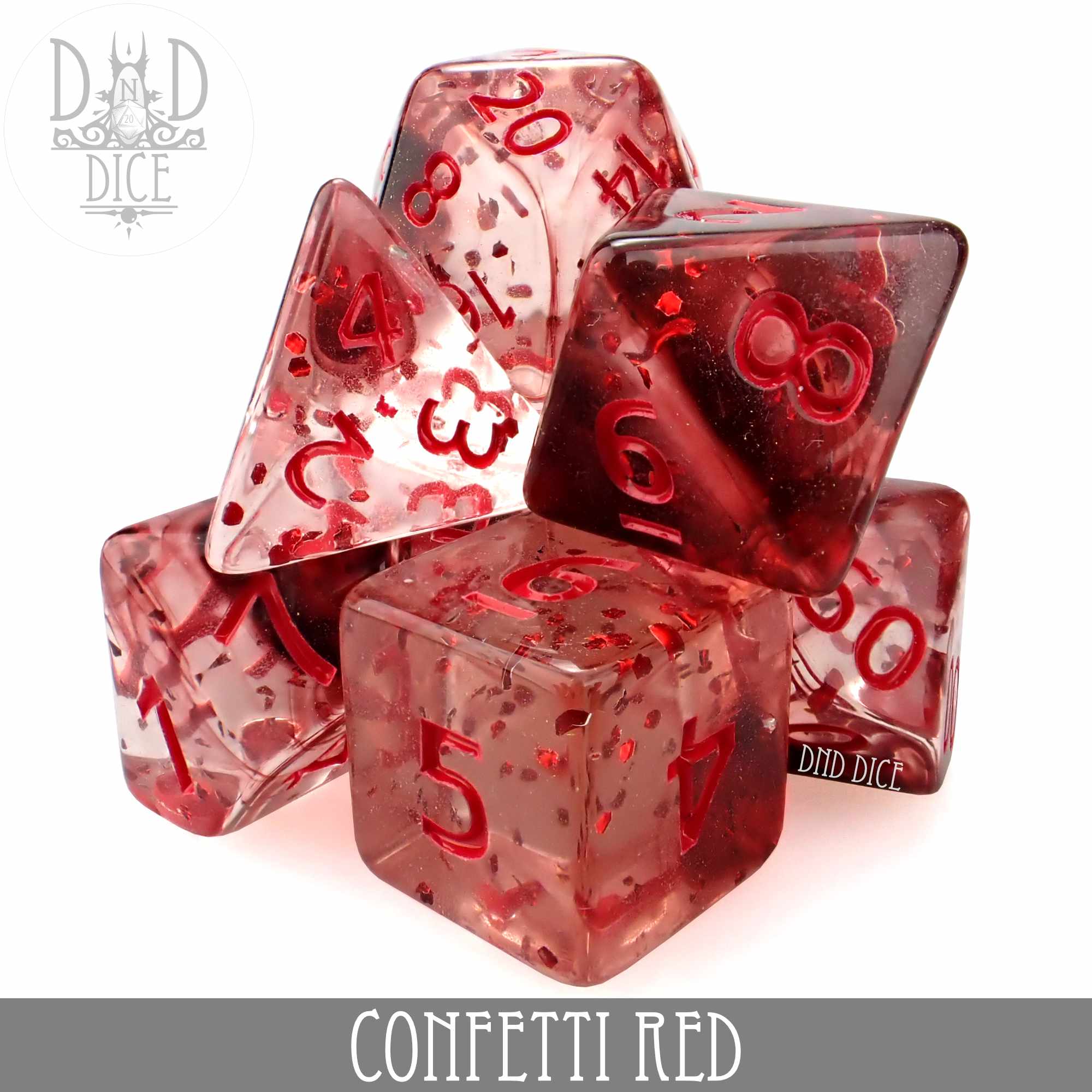 Confetti Red Dice Set - Bards & Cards