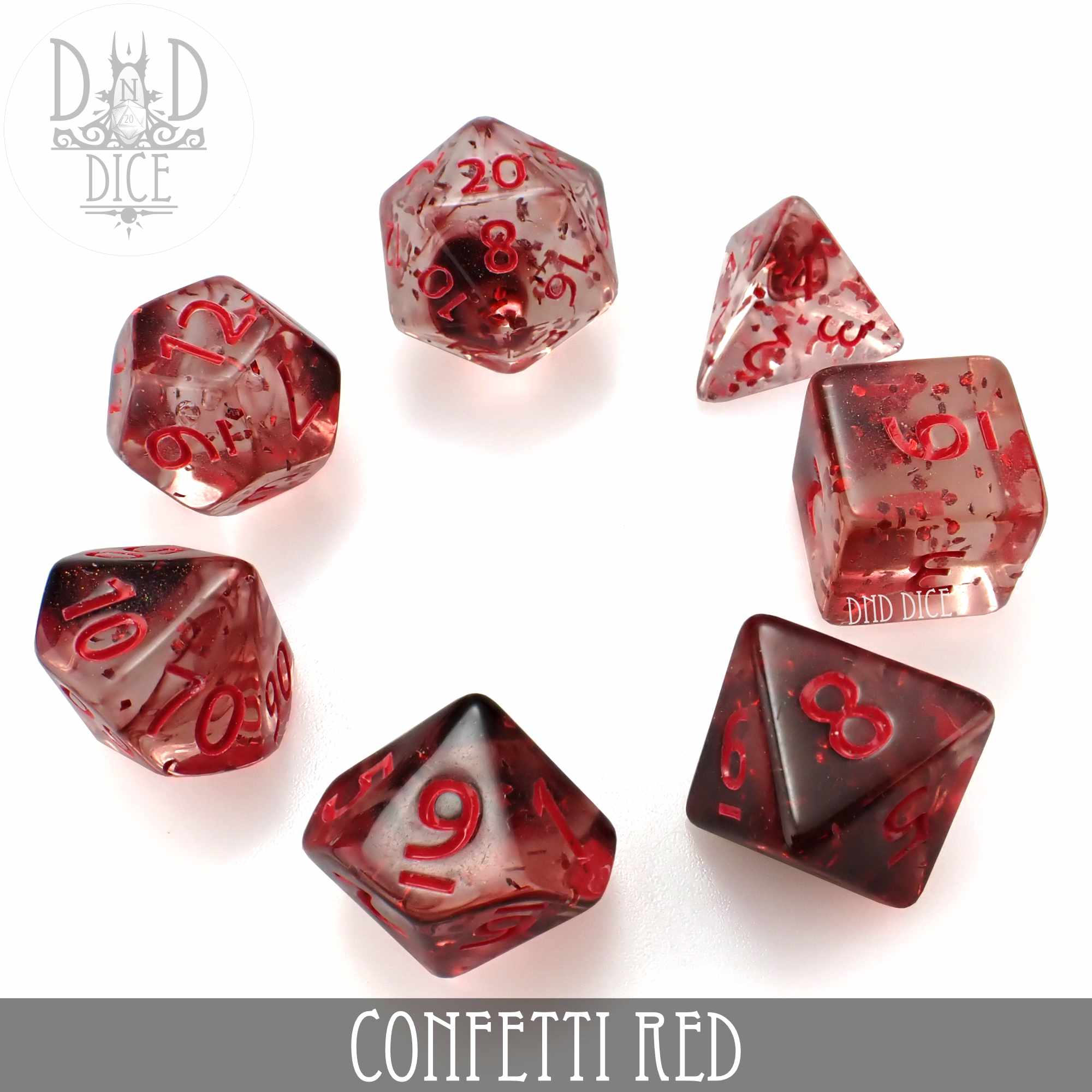 Confetti Red Dice Set - Bards & Cards