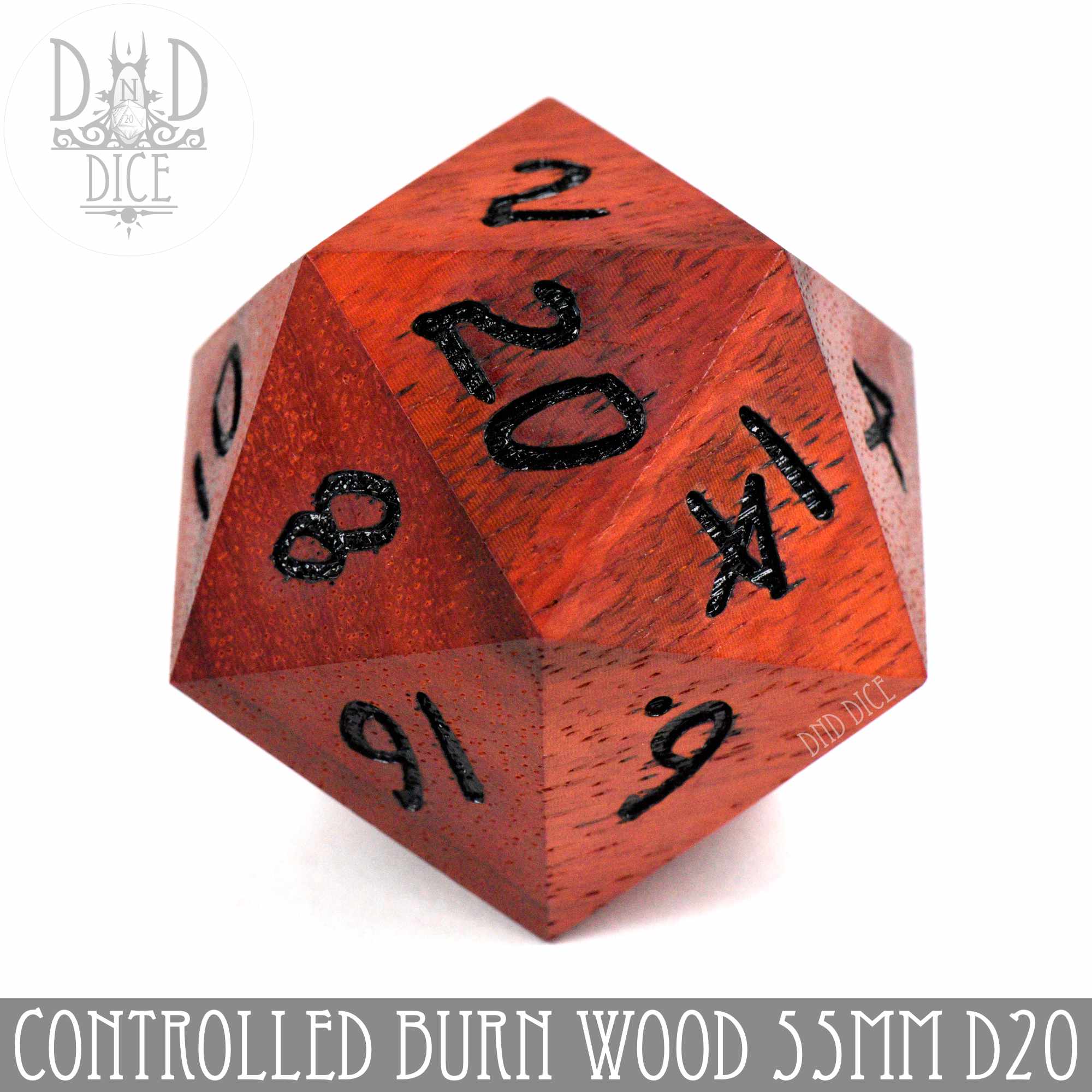 Controlled Burn Wood 50mm D20 (Gift Box) - Bards & Cards