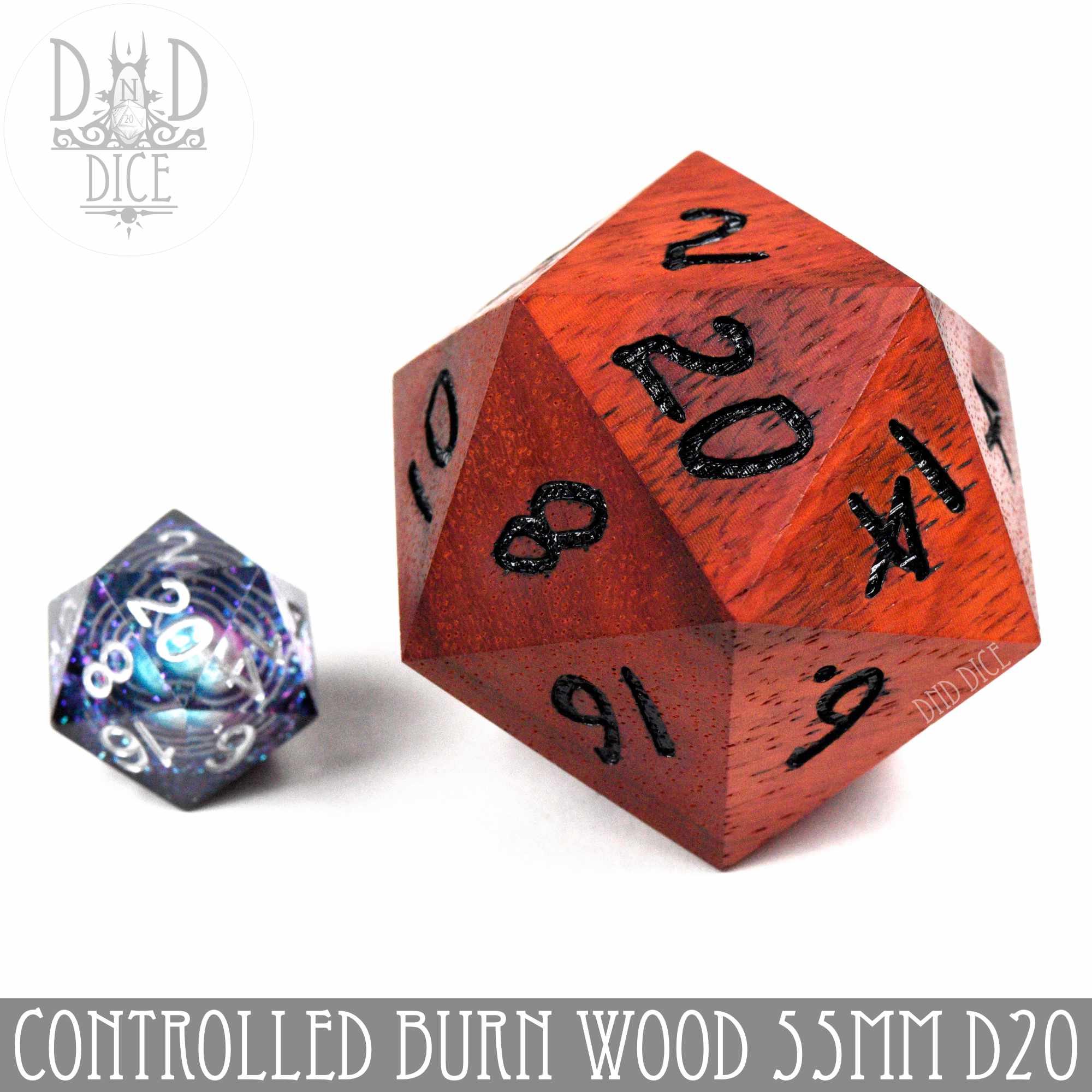 Controlled Burn Wood 50mm D20 (Gift Box) - Bards & Cards