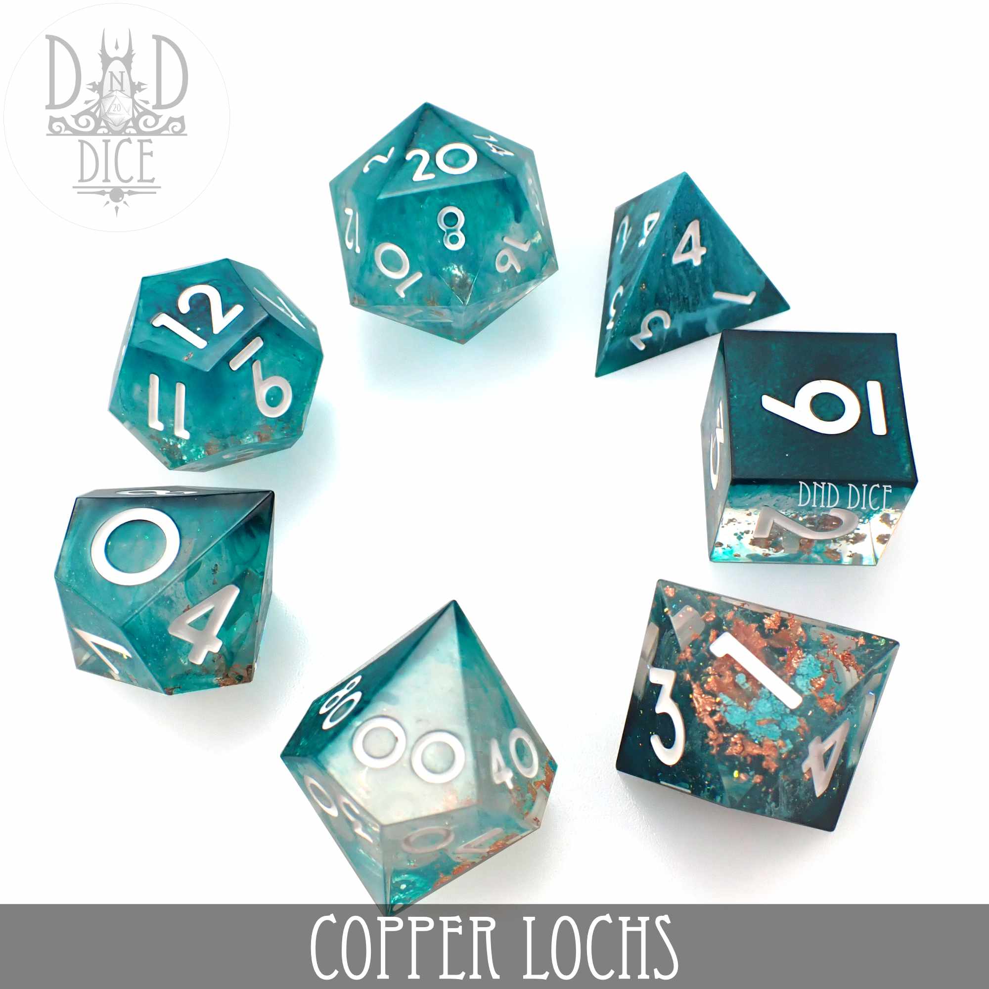 Copper Lochs Handmade Dice Set - Bards & Cards