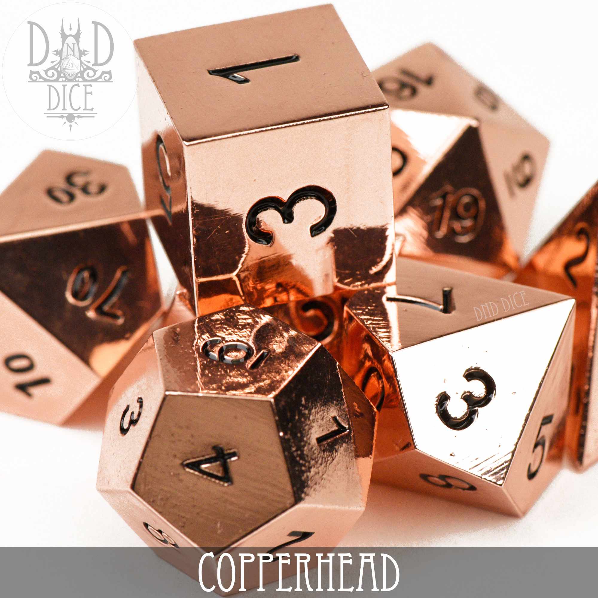 Copperhead Metal Dice Set - Bards & Cards