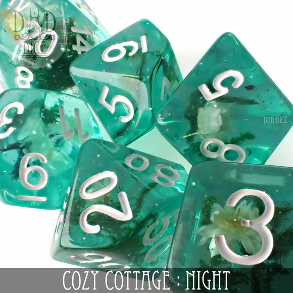 Cozy Cottage Night Dice Set - Bards & Cards