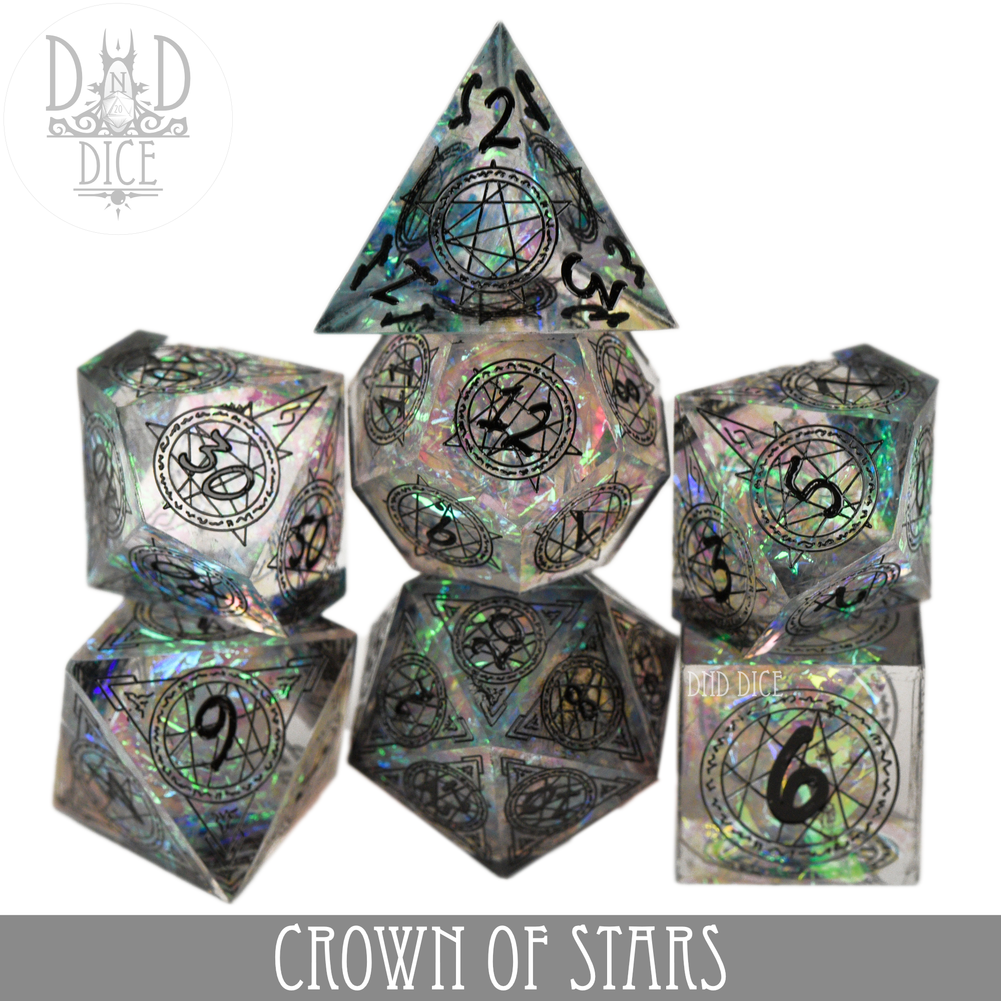 Crown of Stars Handmade Dice Set - Bards & Cards