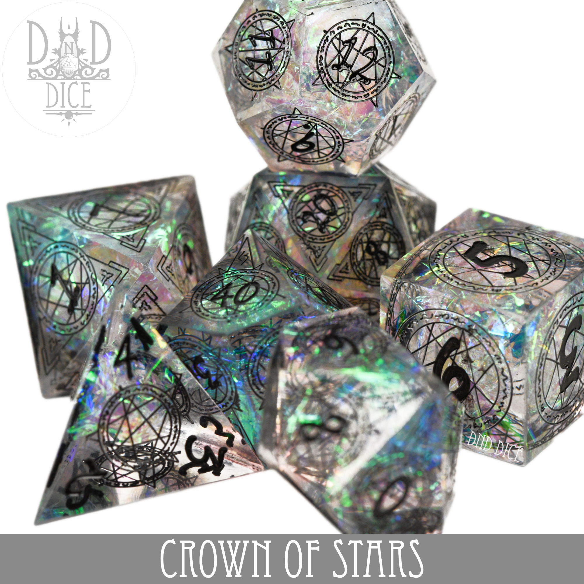 Crown of Stars Handmade Dice Set - Bards & Cards