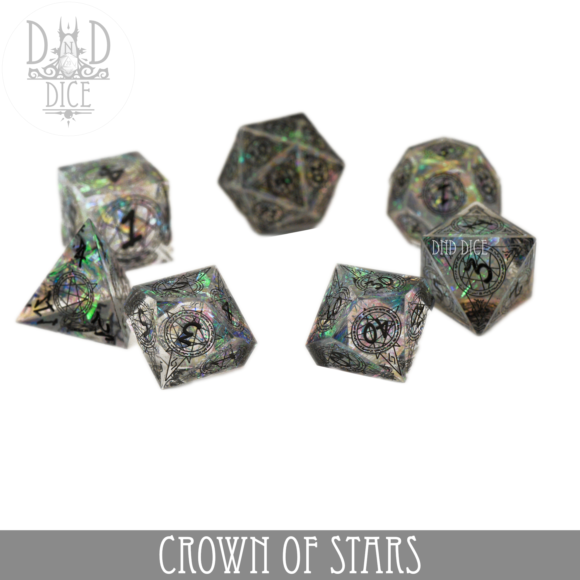 Crown of Stars Handmade Dice Set - Bards & Cards