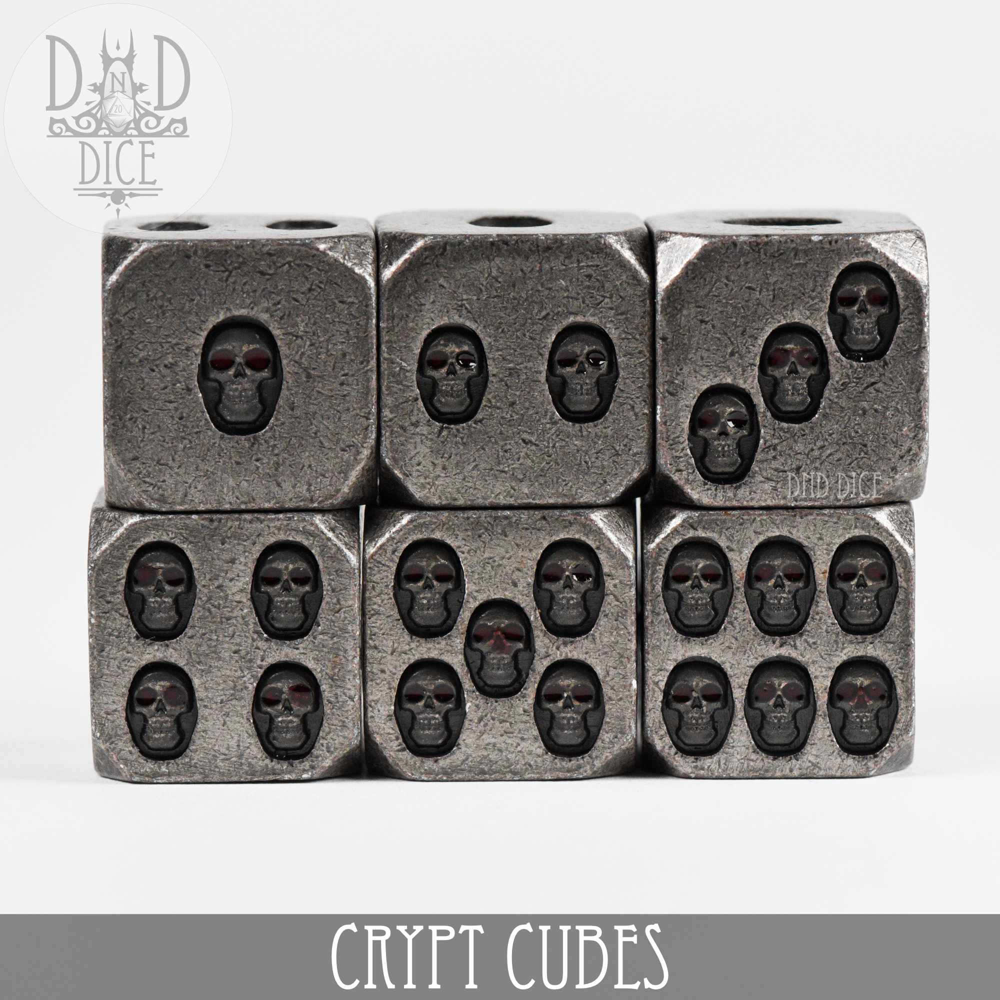 Crypt Cubes 6D6 Metal Dice Set - Bards & Cards