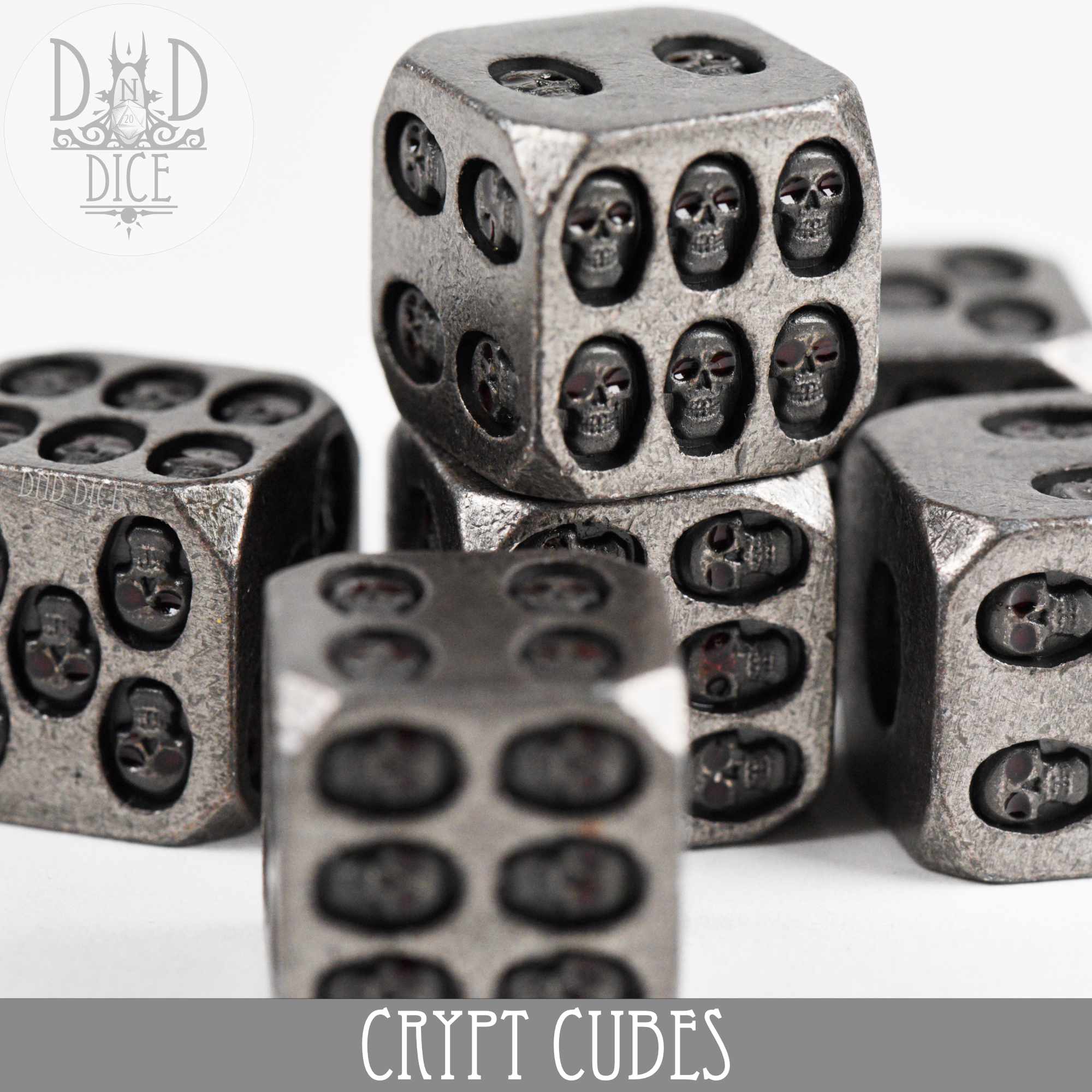 Crypt Cubes 6D6 Metal Dice Set - Bards & Cards