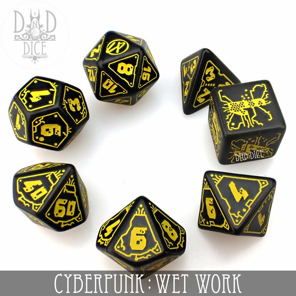 Cyberpunk Wet Work Dice Set - Bards & Cards