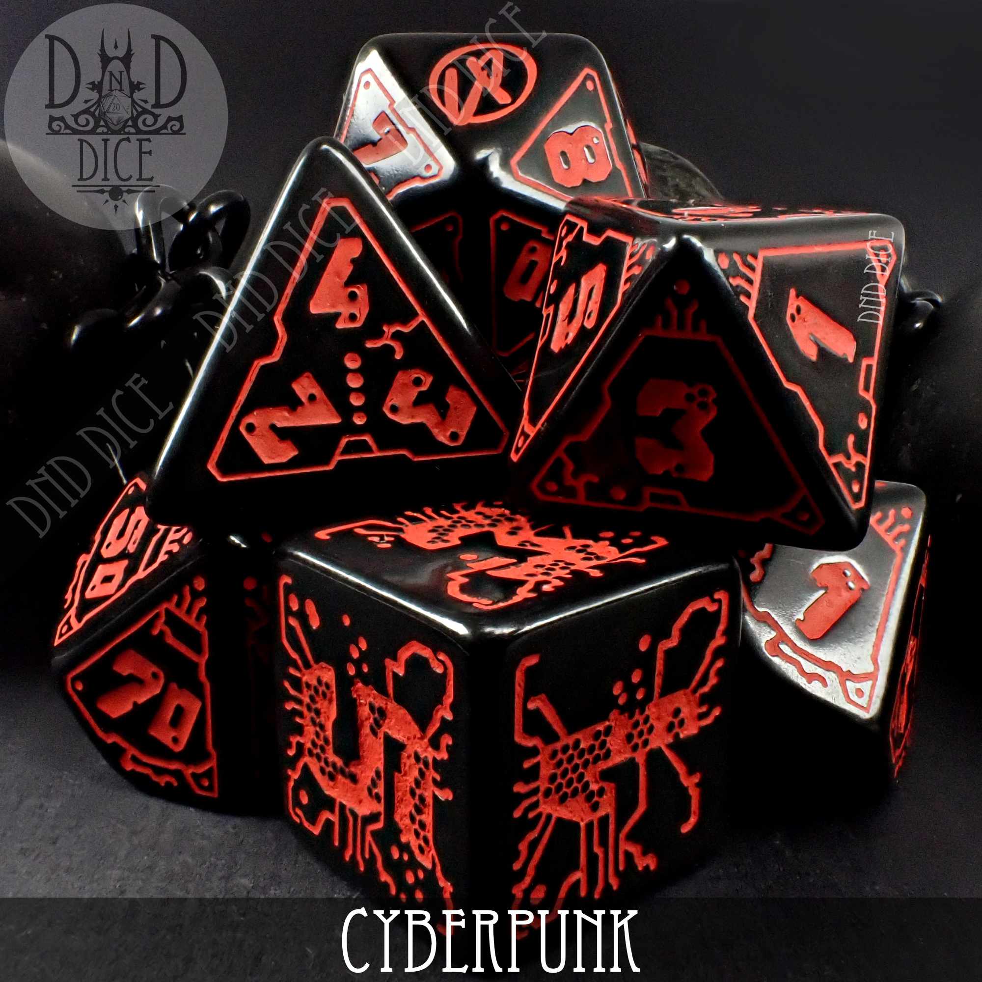 CyberPunk Blood over Chrome Dice Set - Bards & Cards