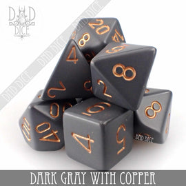 Dark Gray with Copper Dice Set - Bards & Cards