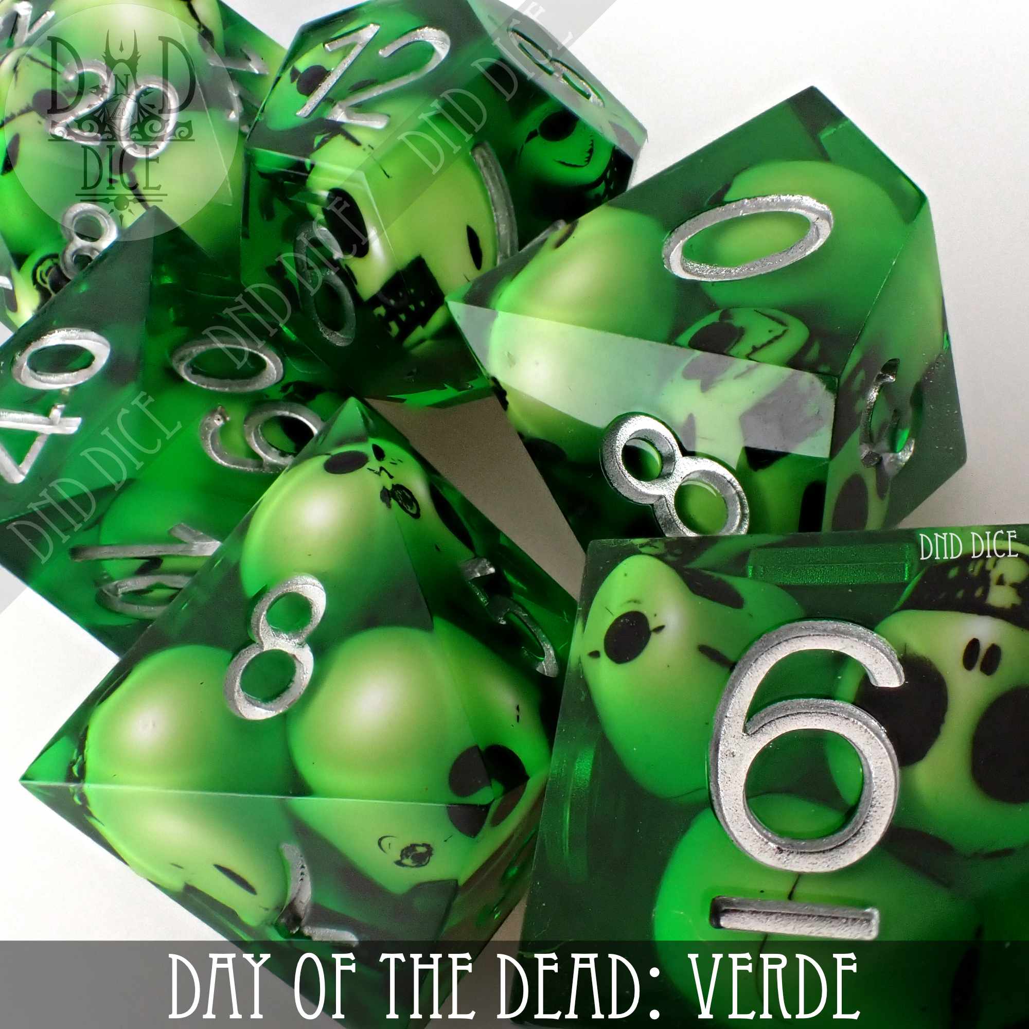 Day of the Dead - Verde Handmade Dice Set - Bards & Cards