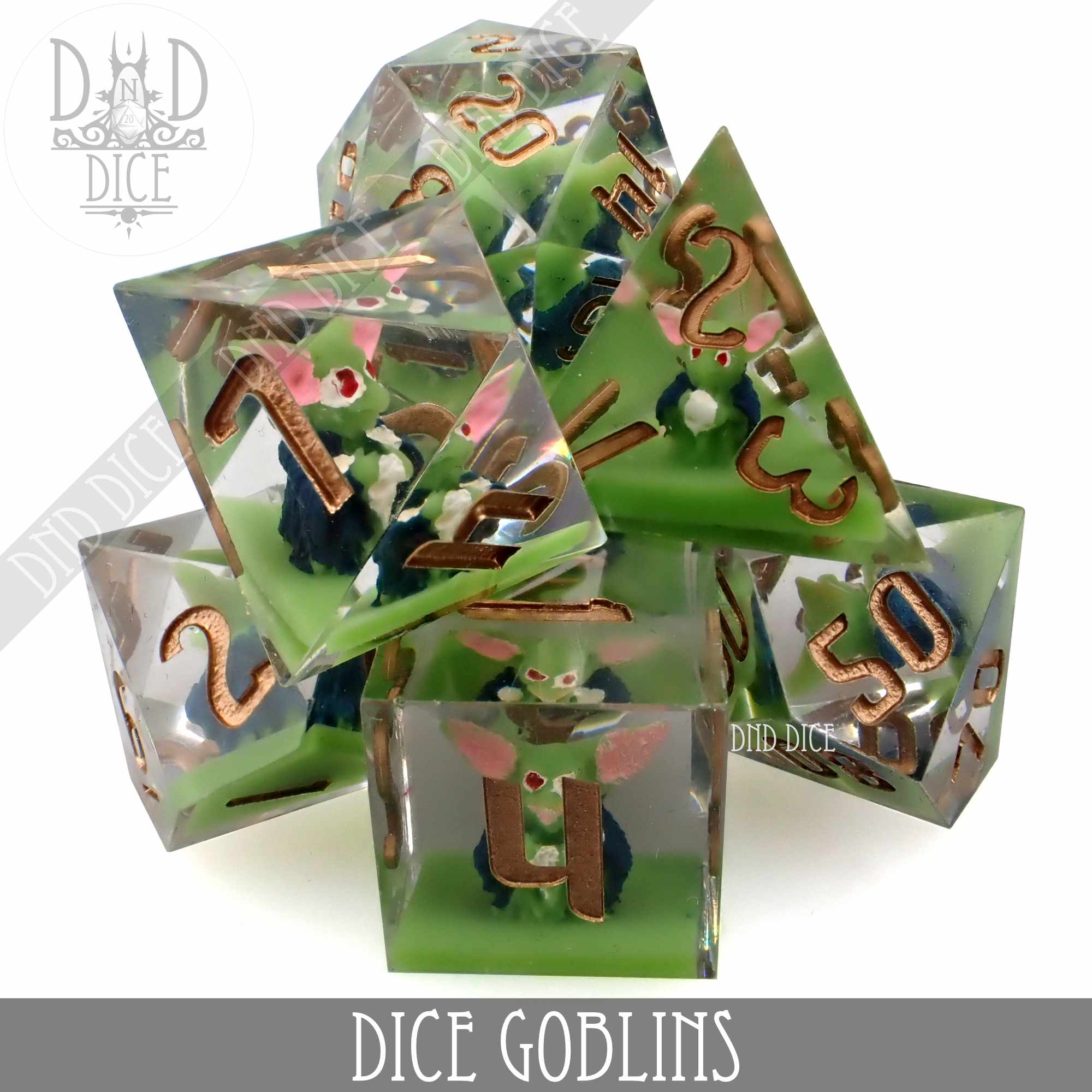 Tiny Goblins Handmade Dice Set - Bards & Cards