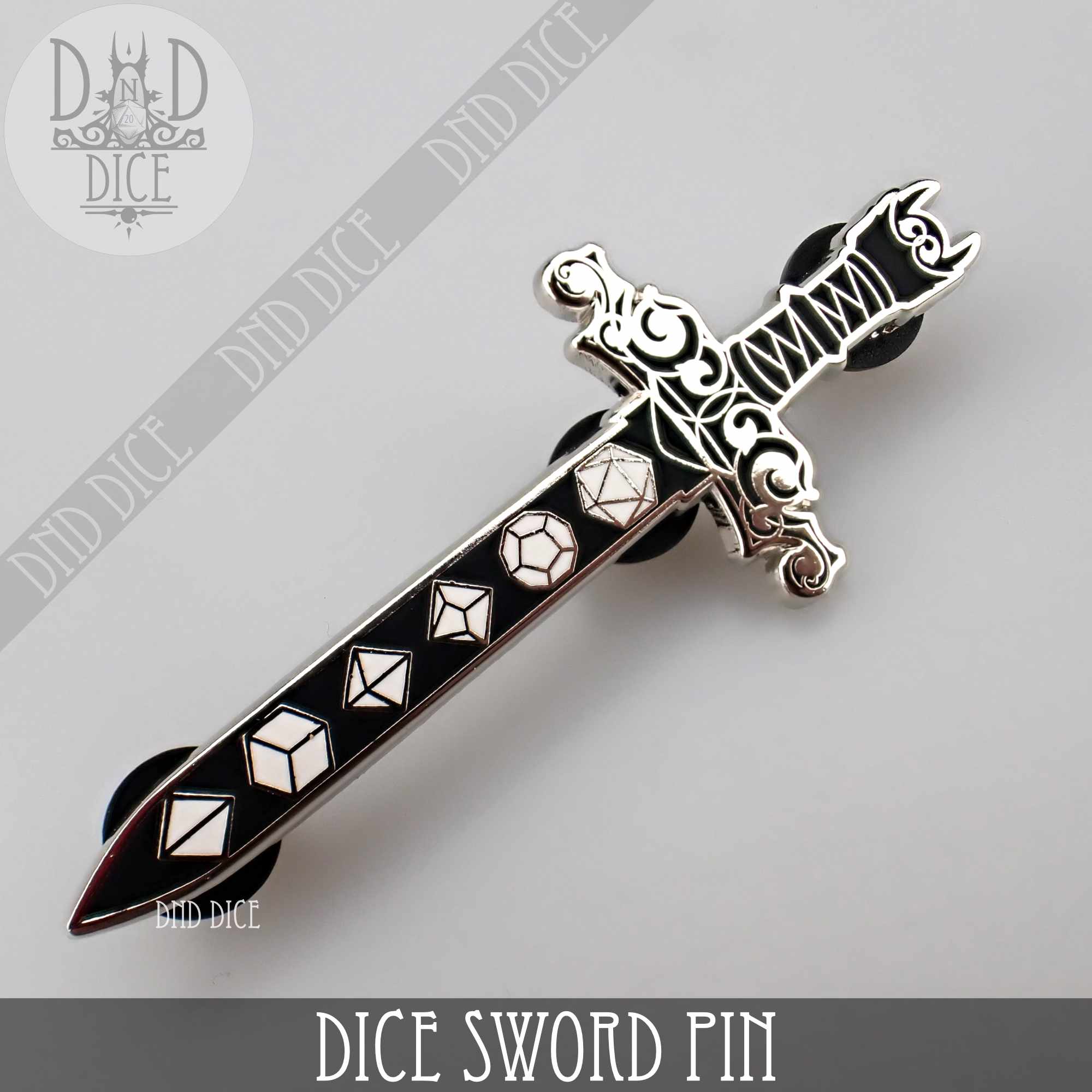 Dice Sword Enamel Pin - Bards & Cards