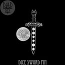 Dice Sword Enamel Pin - Bards & Cards