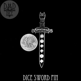 Dice Sword Enamel Pin - Bards & Cards