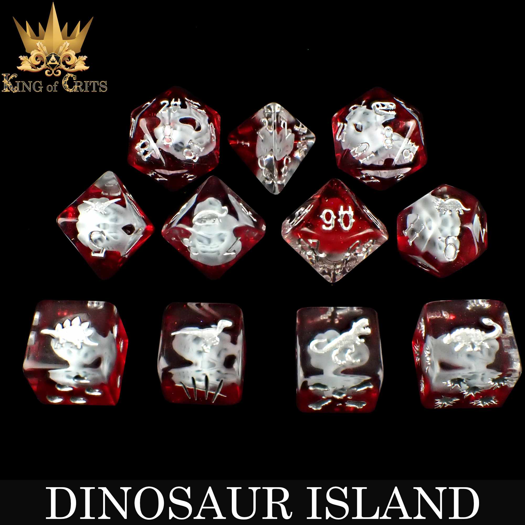 Dinosaur Island 11 Dice Set - Bards & Cards