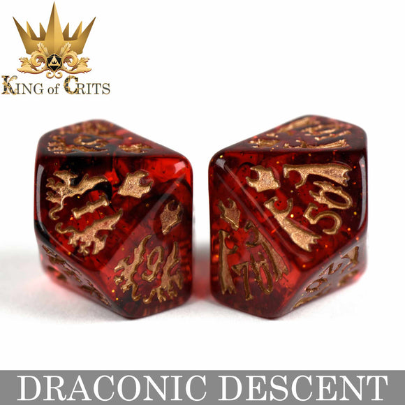 Draconic Descent 11 Dice Set - Bards & Cards