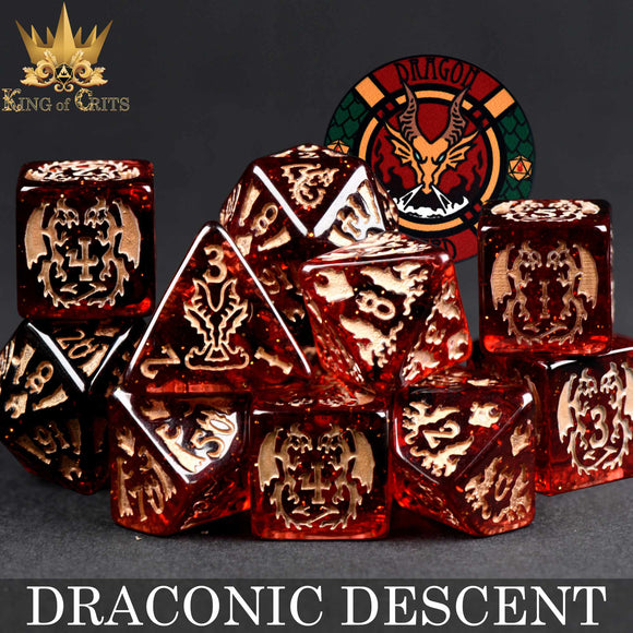 Draconic Descent 11 Dice Set - Bards & Cards