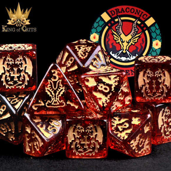 Draconic Descent 11 Dice Set - Bards & Cards