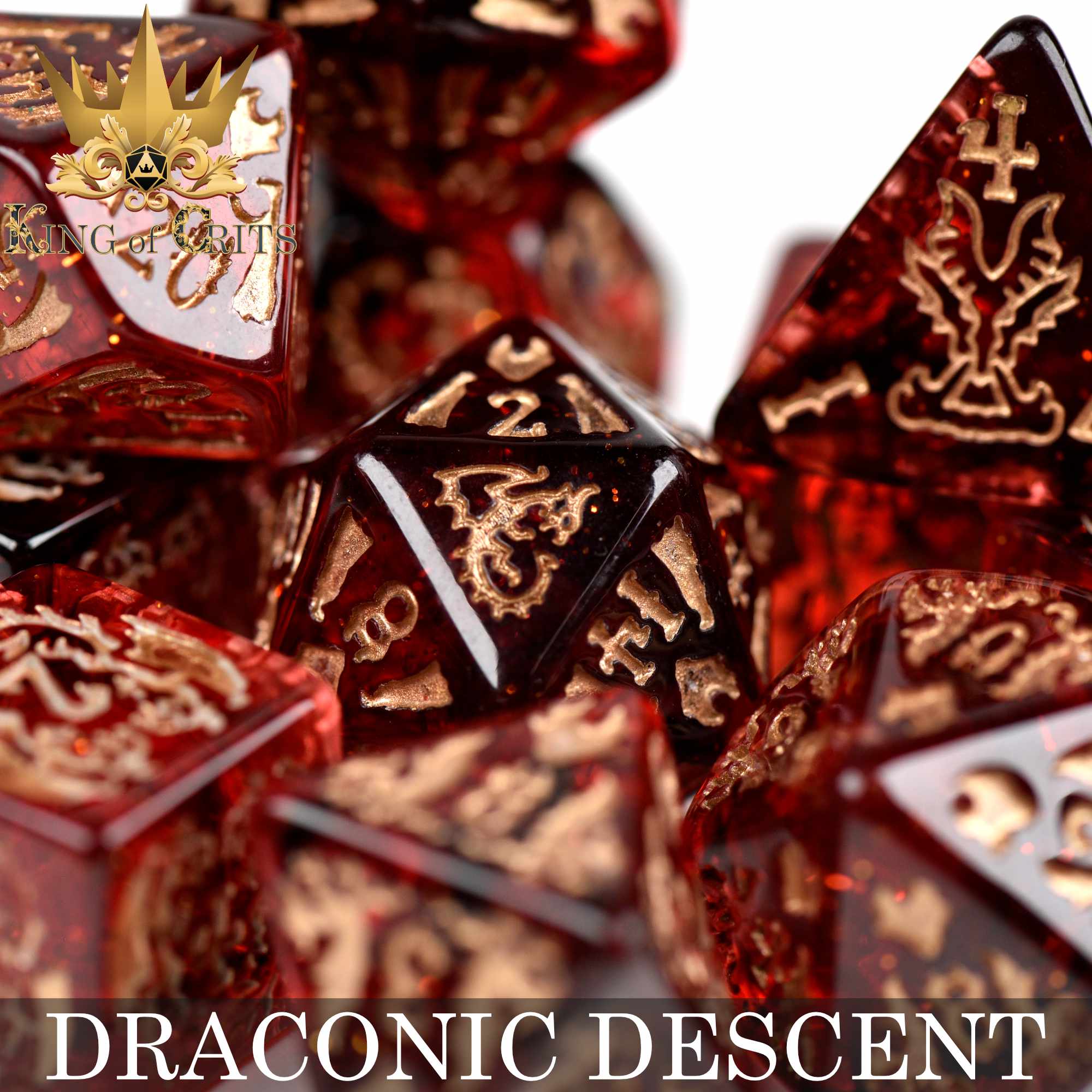 Draconic Descent 11 Dice Set - Bards & Cards