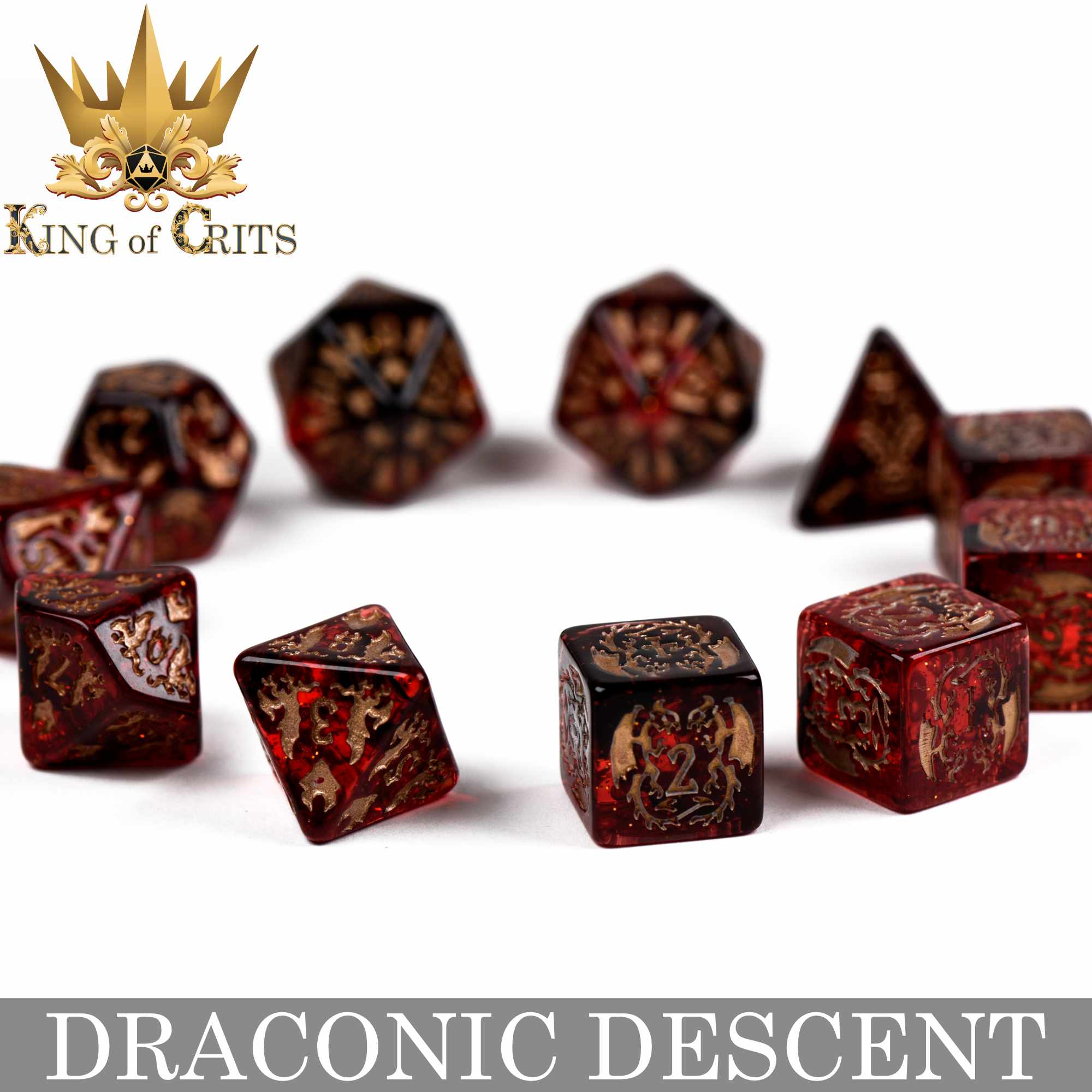 Draconic Descent 11 Dice Set - Bards & Cards