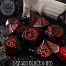 Dragon Onyx (Black & Red) Dice Set - Bards & Cards