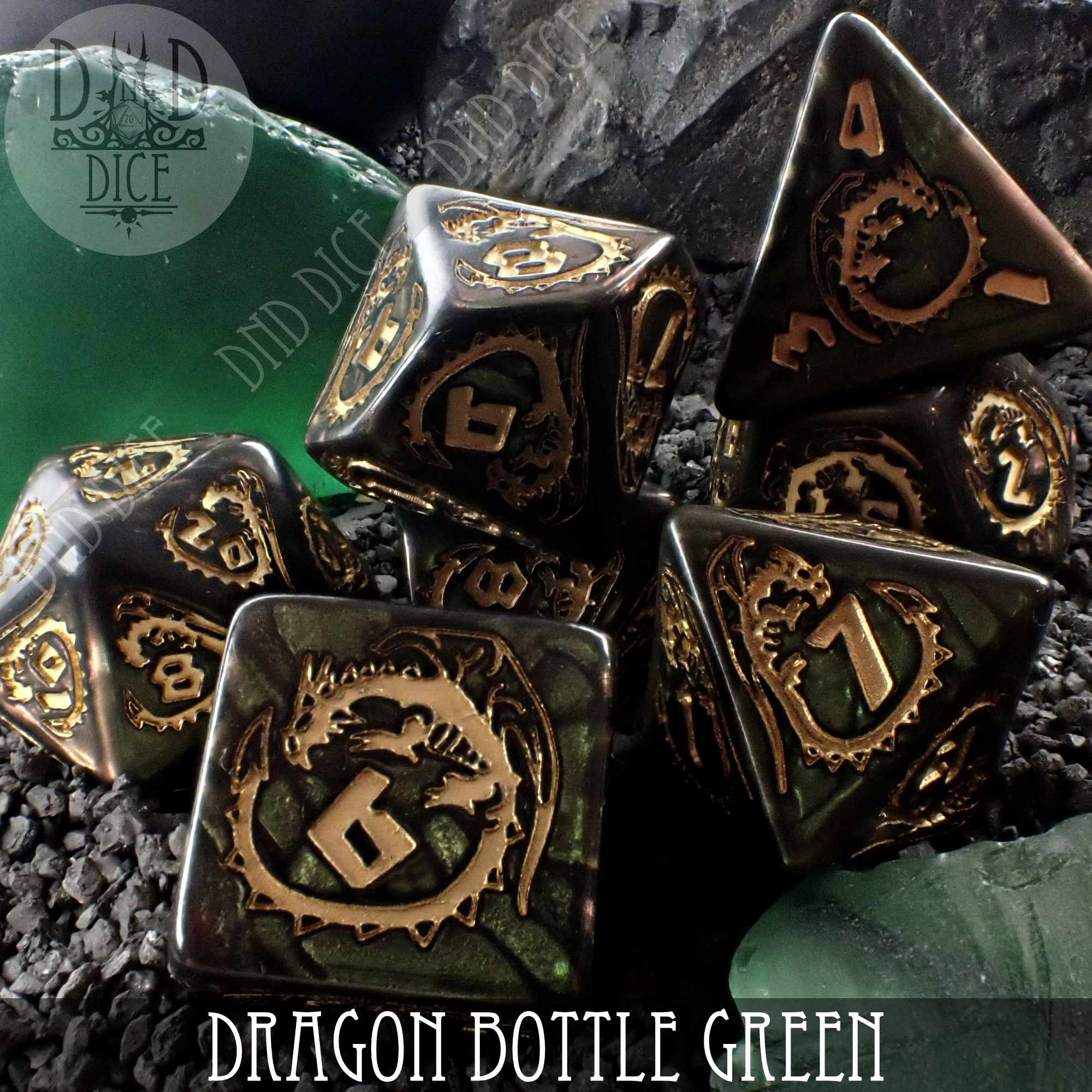 Dragon Nephrite (Bottle Green) Dice Set - Bards & Cards