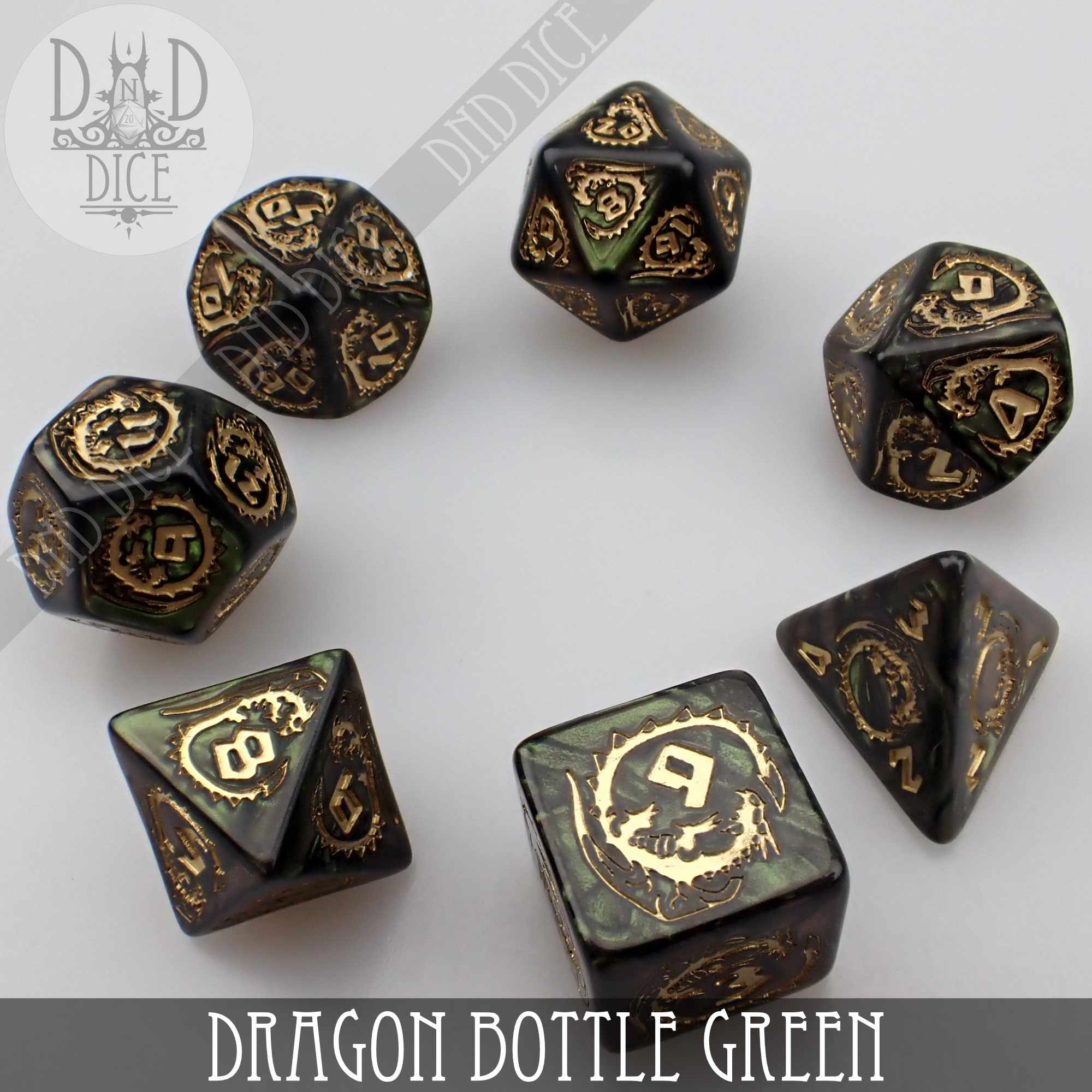 Dragon Nephrite (Bottle Green) Dice Set - Bards & Cards